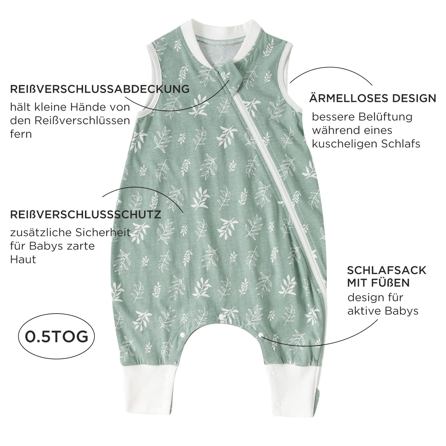 Duomiaomiao unisex beebide magamiskott jalgadega, suurus L, puuvill, kevad/suvi (2tk)
