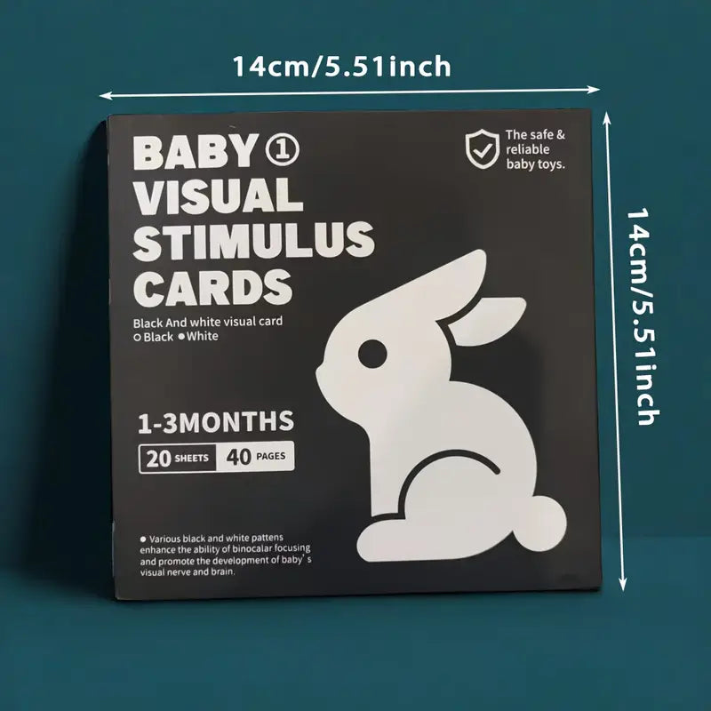 Mustvalged visuaalsed stimulatsioonikaardid beebidele, 20 tk (0–3 kuud)