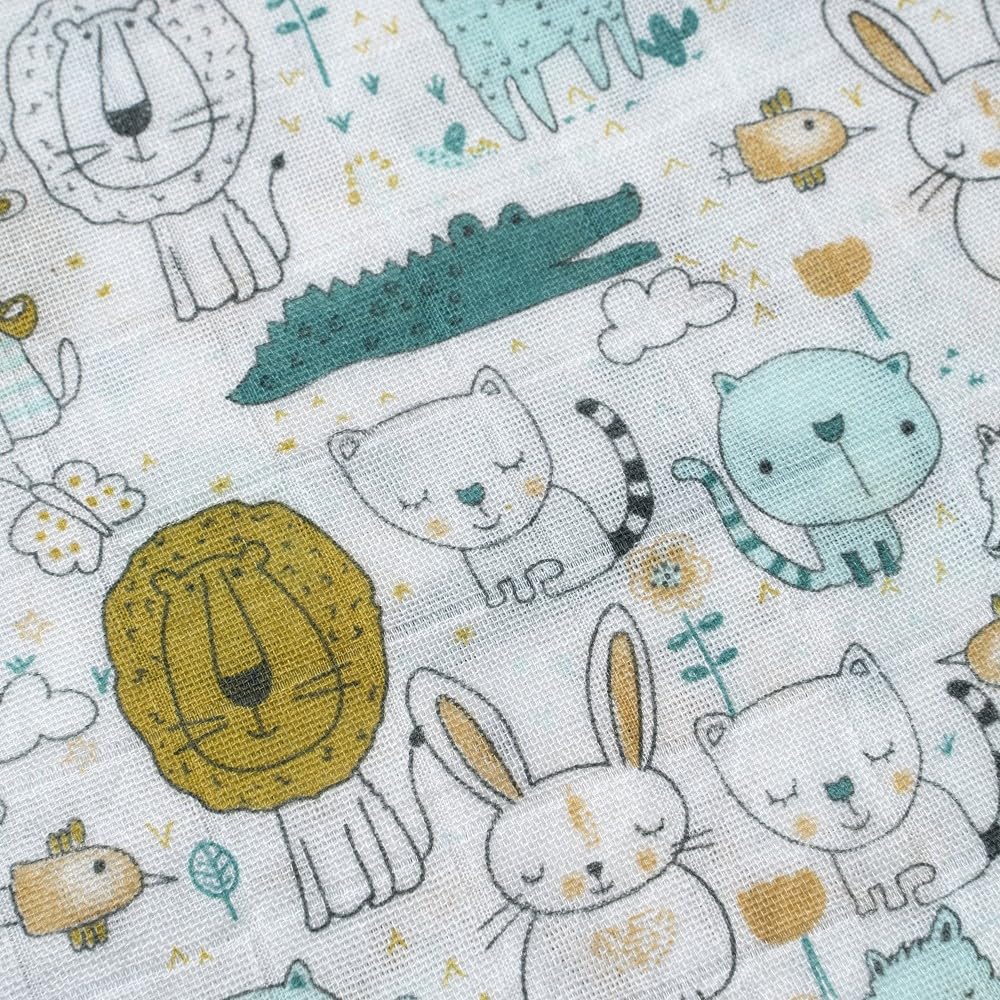 Interbaby bambusest musliintekk beebidele, 120 × 120 cm, 3 tk, loomad
