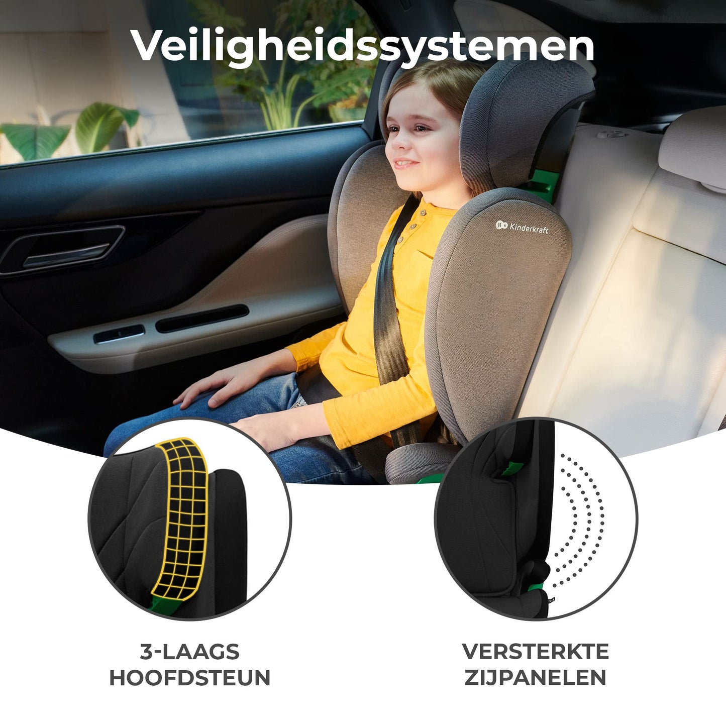 Kinderkraft JUNIOR FIX 2 i-Size turvatool 100–150 cm (15–36 kg) Isofix kinnitusega, must