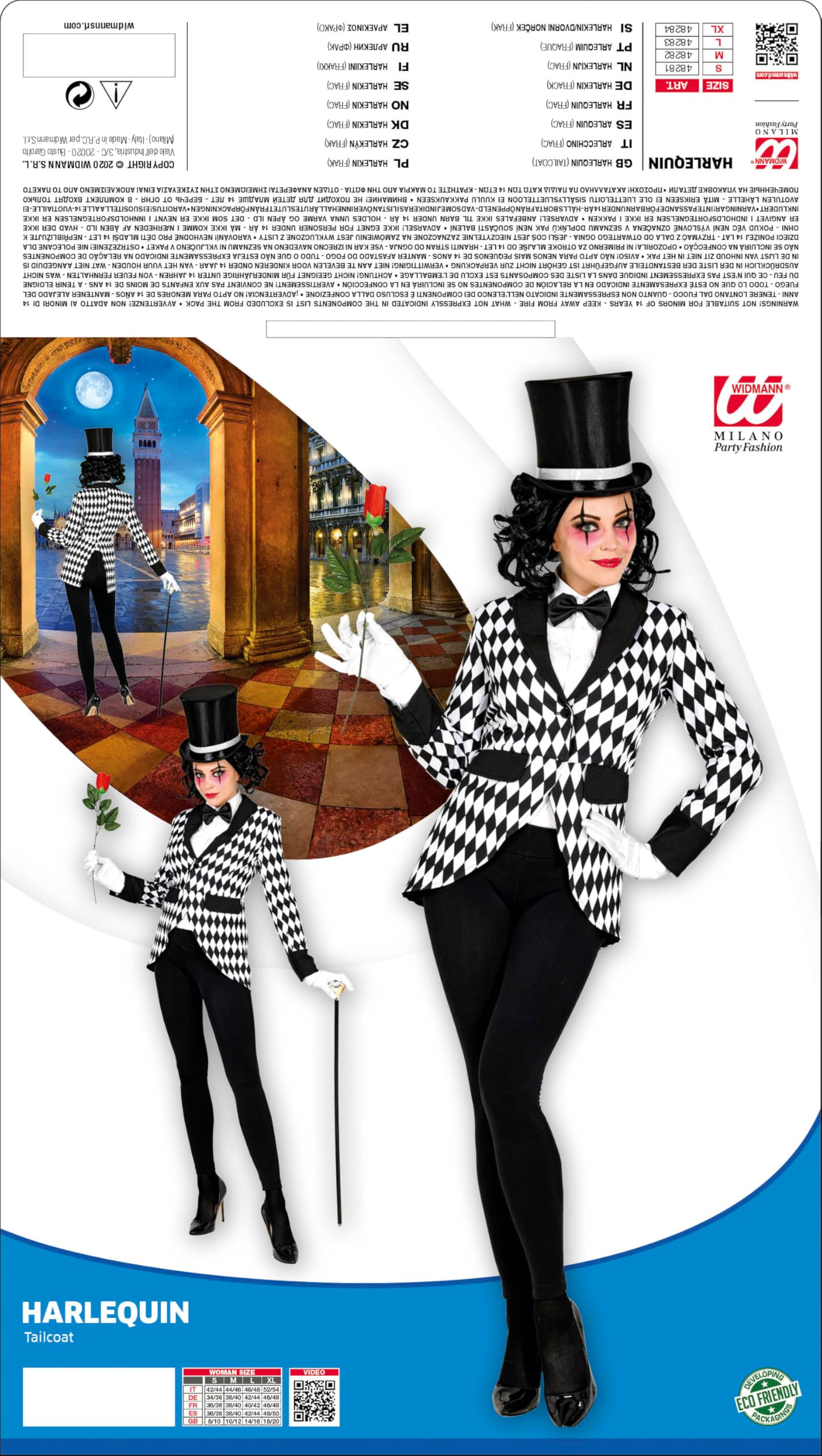Naiste harklequin pintsak – black-white M/L
