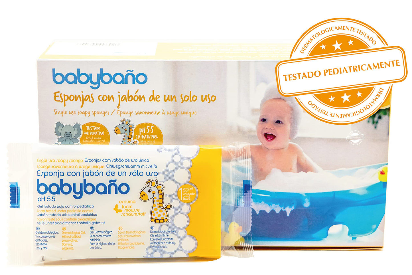 Babybaño ühekordsed seebiga pesukäsnad imikutele ja väikelastele, 5 tk