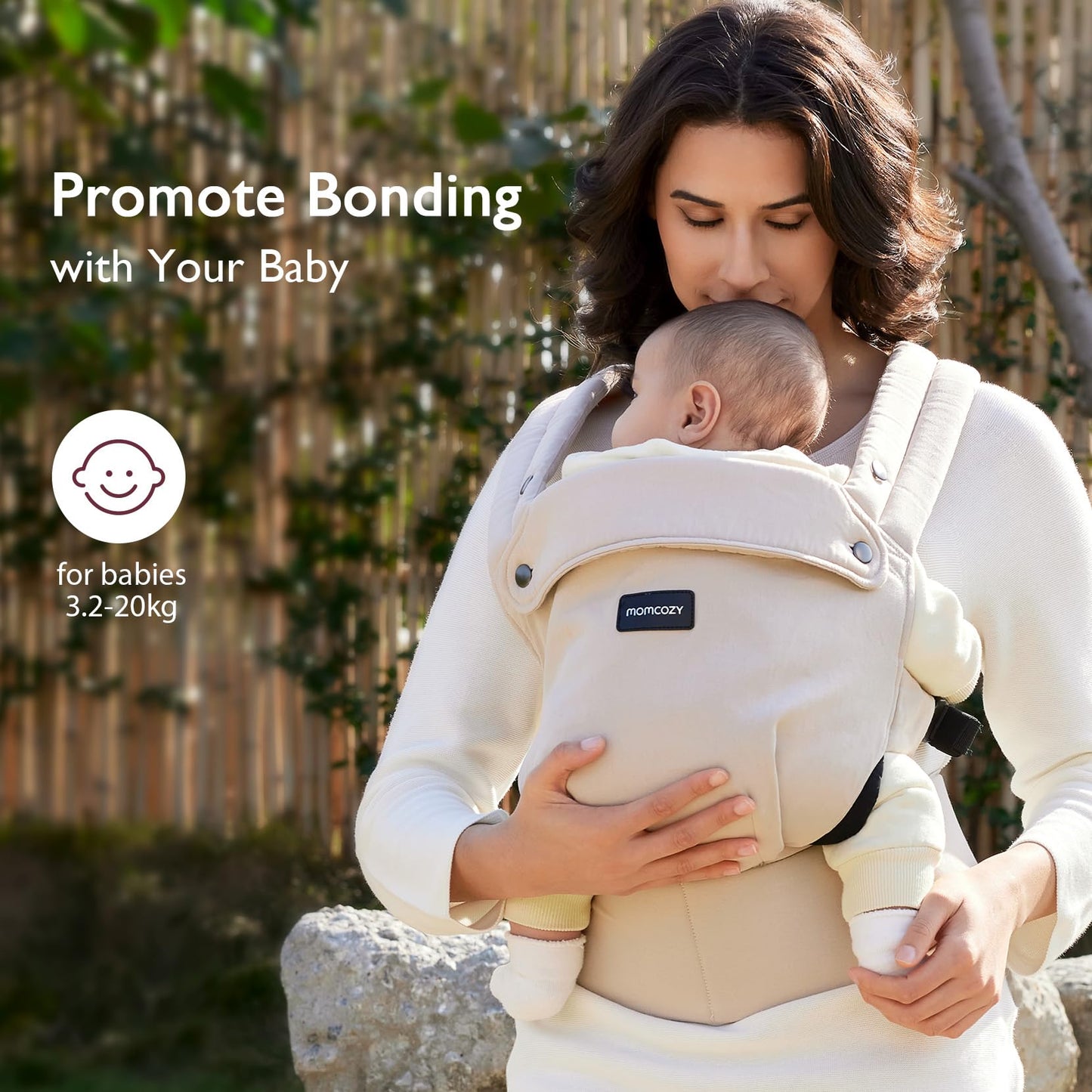 Momcozy ergonoomiline beebikandekott, 3–24 kuud, kerge ja mugav, alaseljatoega, beež