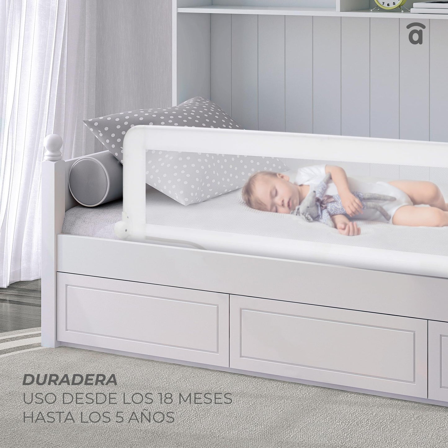 Asalvo 2-in-1 voodipiire, valge, 150cm