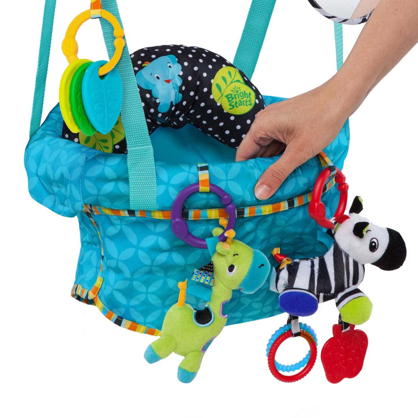 Bright Starts Bounce 'n Spring Deluxe uksekiik beebile, mänguasjadega