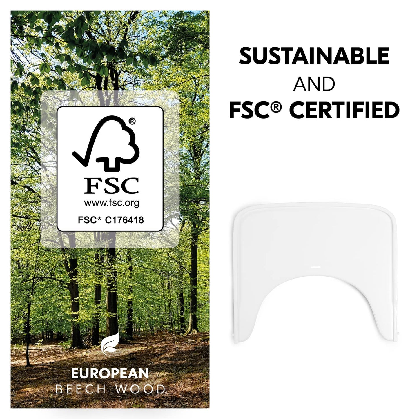 hauck Alpha+ puidust söögialus, valge, FSC® pöökpuust
