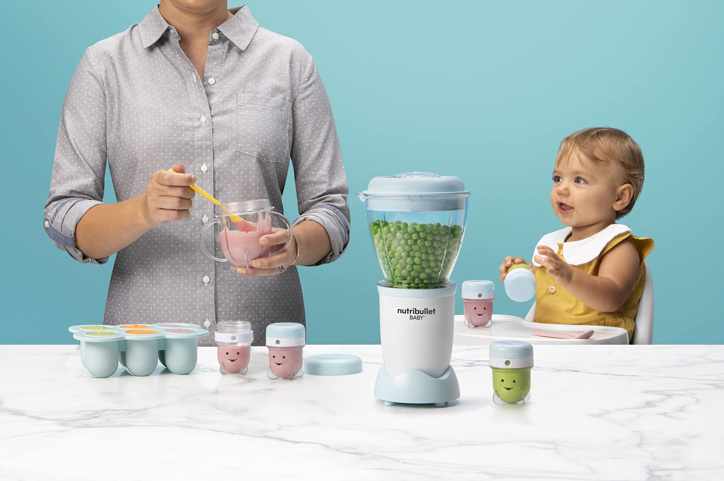 NutriBullet Baby beebitoidu mikser ja tarvikud, 200 W, hõbedane