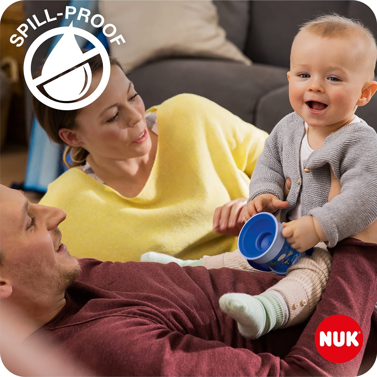 NUK Mini Magic joogitops 360° äärega, 160 ml, alates 6. elukuust, sinine hiirekujundusega