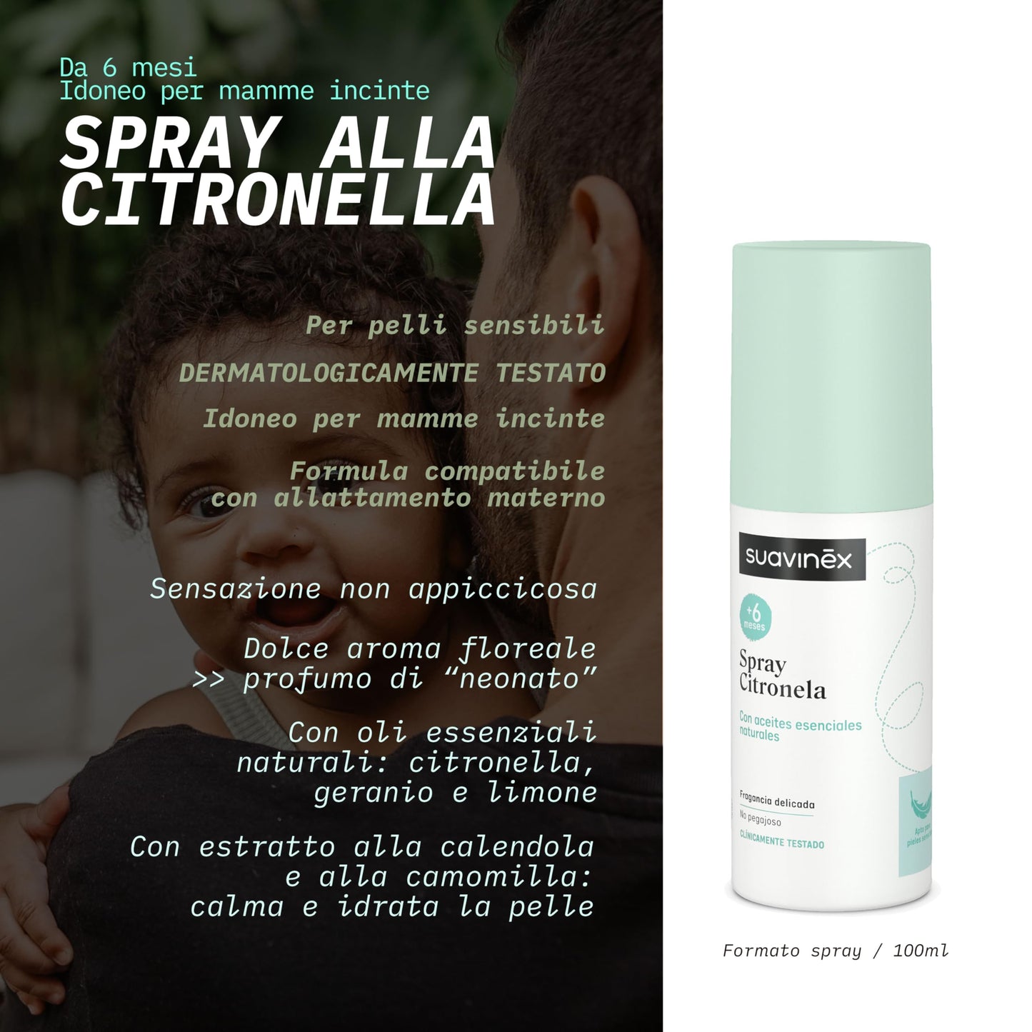 Suavinex Citronella pihus sääsetõrjeks, tundlikule nahale, 6+ kuud