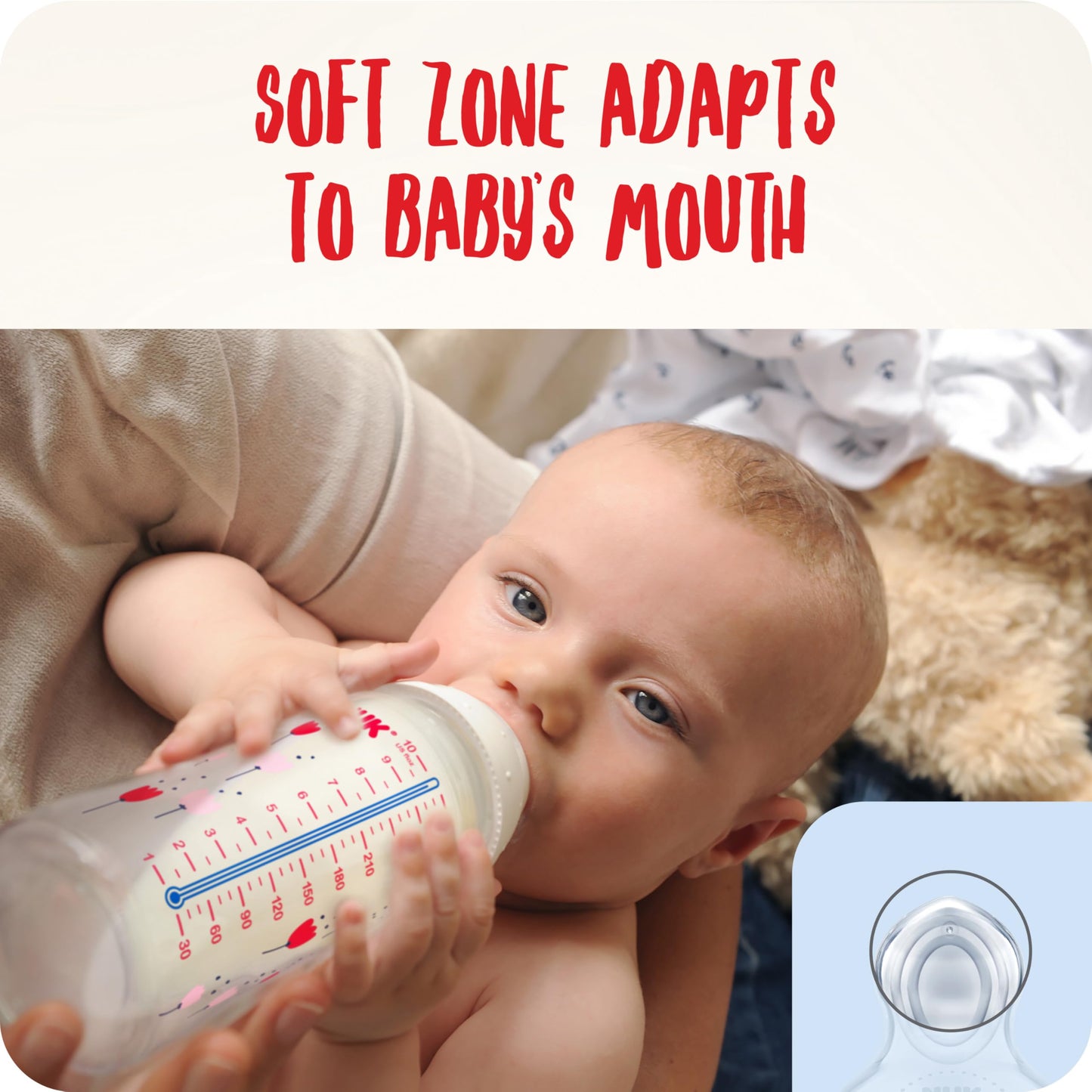 NUK First Choice+ Perfect Start beebipudelite komplekt, 0–6 kuud, südamekujundusega, valge