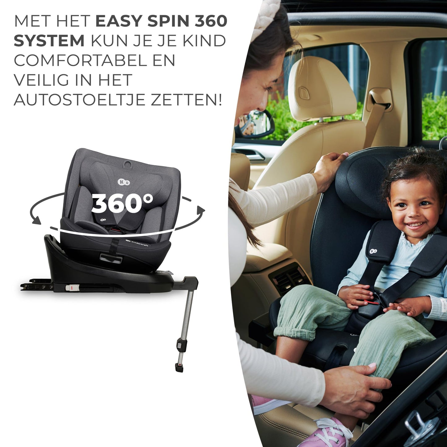 Kinderkraft I-360 i-Size pöörlev turvatool 0–12 a (40–150 cm / 0–36 kg), ISOFIX, hall