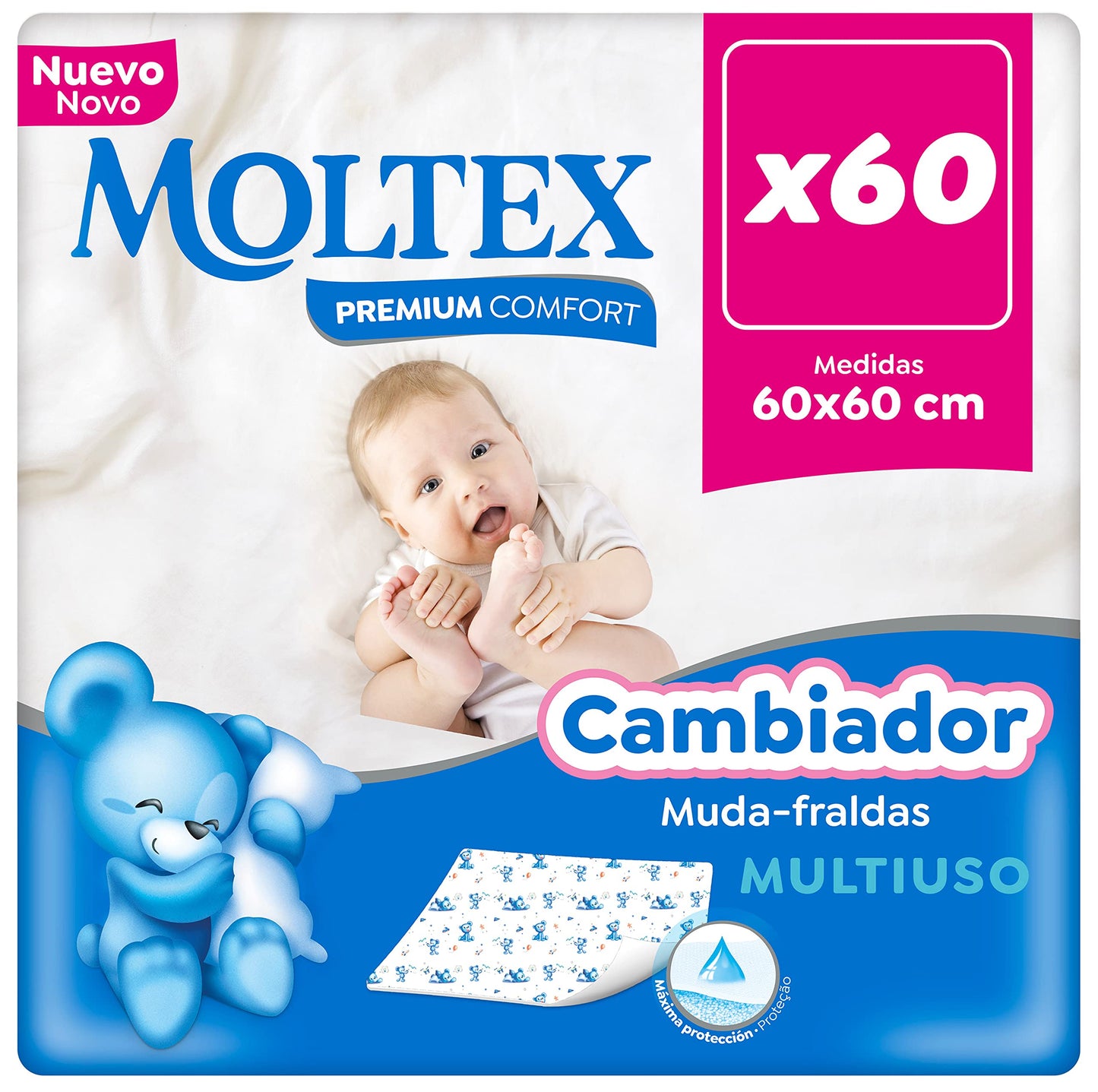 Moltex Premium Comfort ühekordsed mähkimisalused 60 × 60 cm (60 tk)