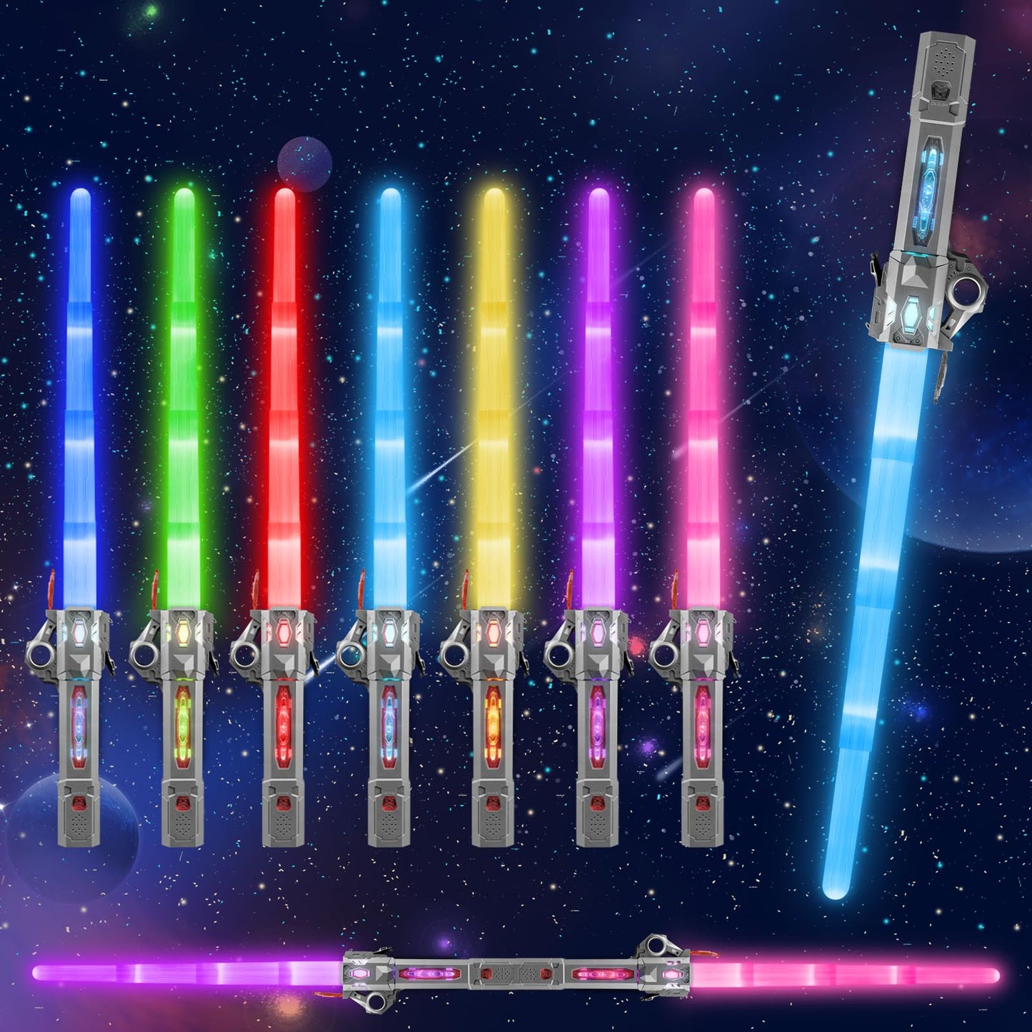 Moocuca children's USB rechargeable laser sword with light and sound, 7 colors