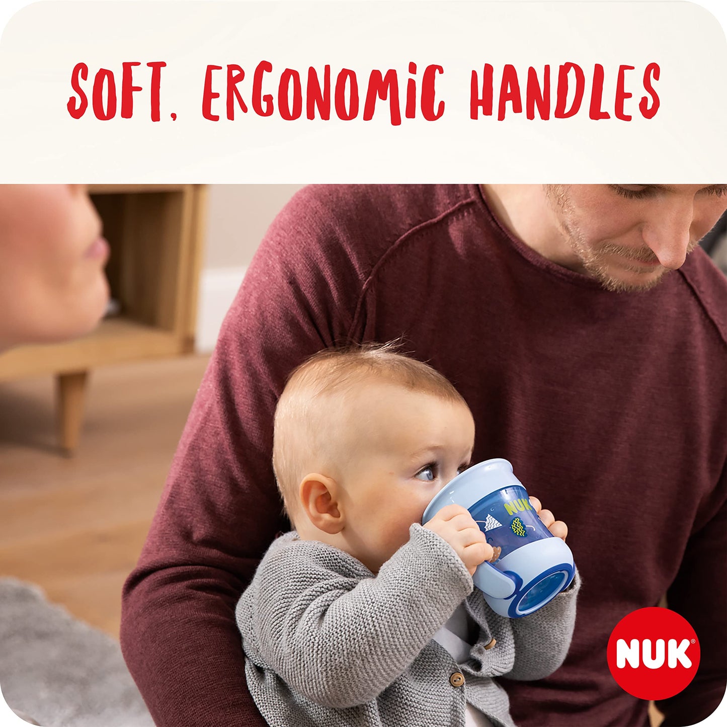 NUK Mini Magic joogitops 360° äärega, 160 ml, alates 6. elukuust, sinine hiirekujundusega