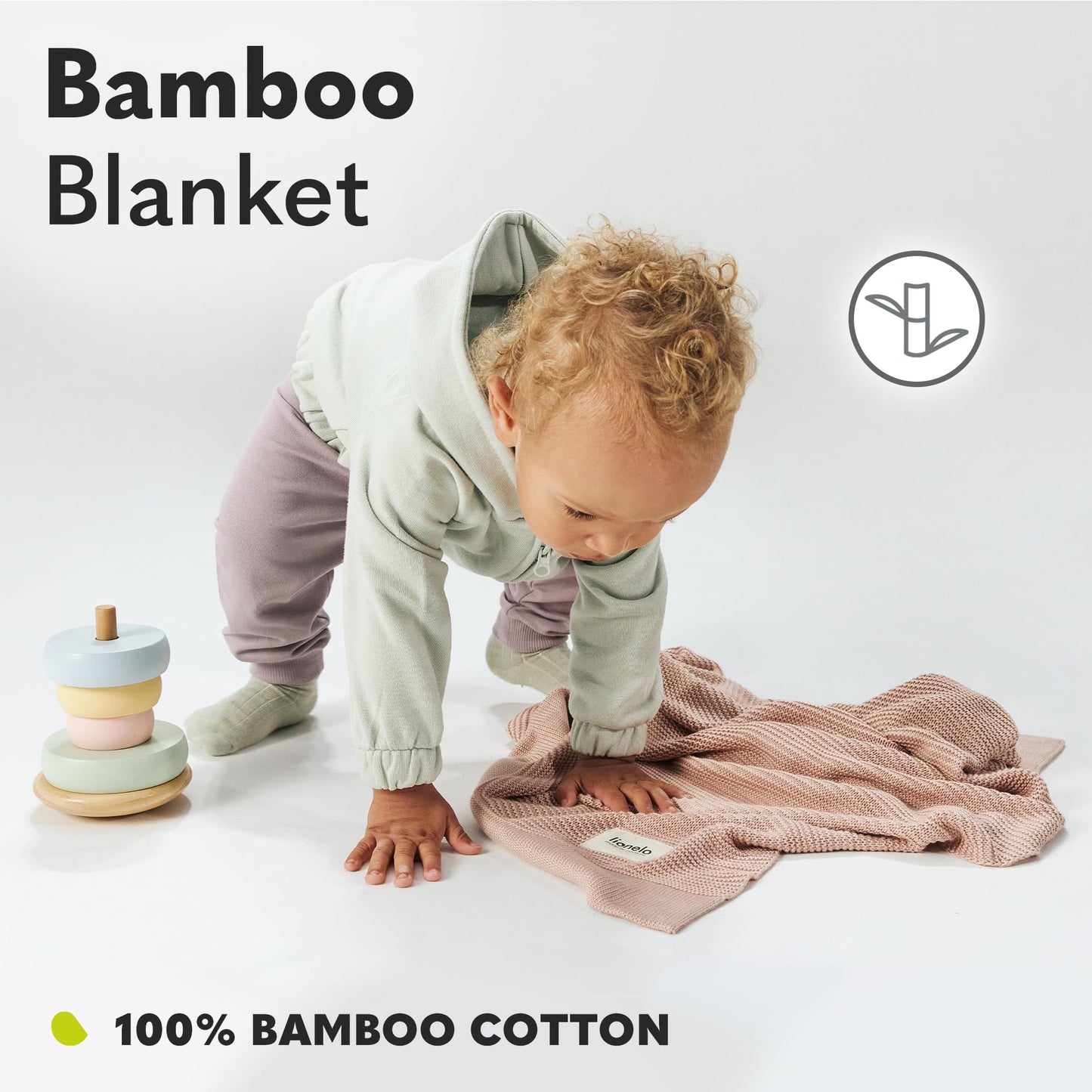 Lionelo bambusest beebitekk 100×75 cm, 100% puuvill, antibakteriaalne ja hüpoallergeenne, roosa