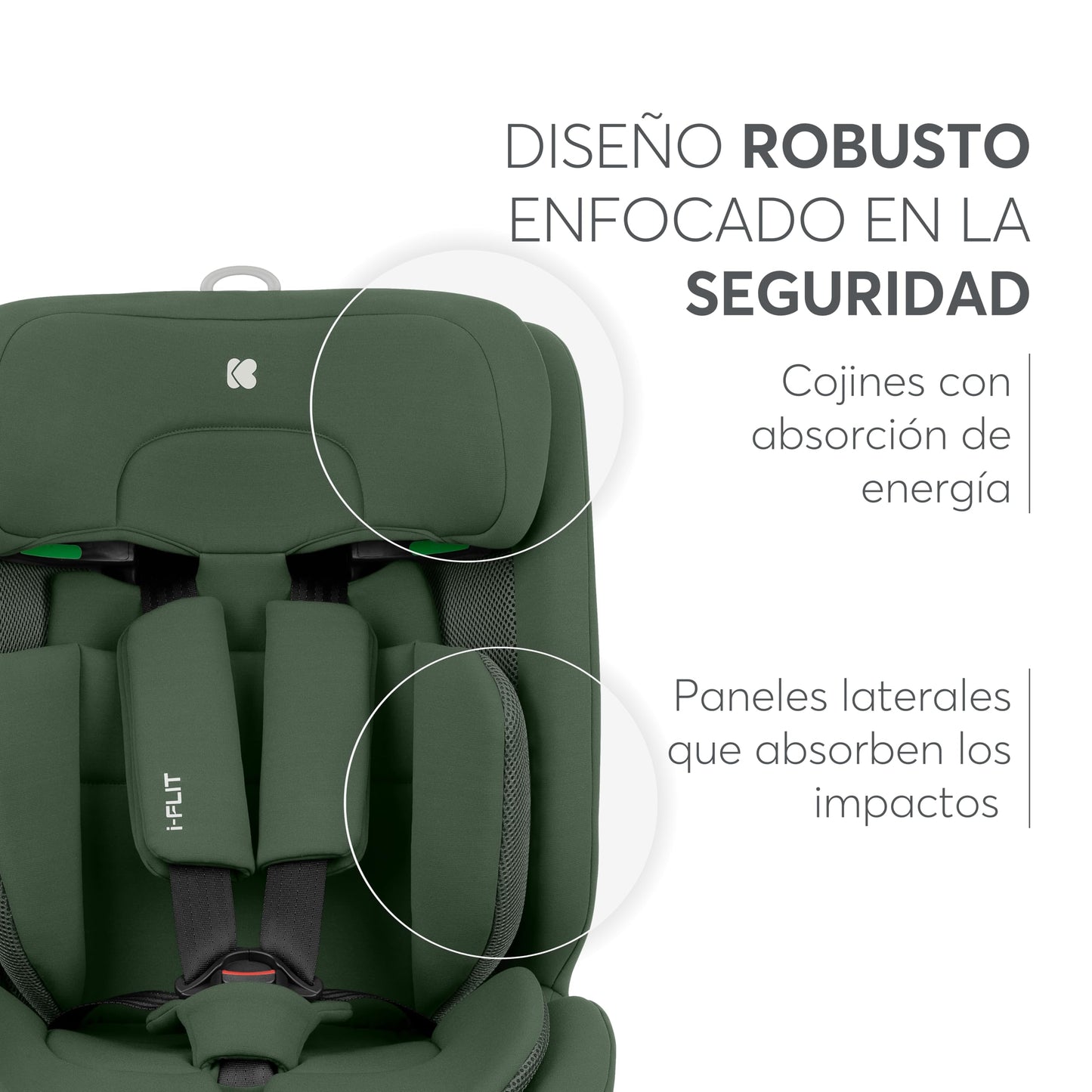 KikkaBoo i-FLIT i-Size turvatool, 76–150 cm, ISOFIX, roheline