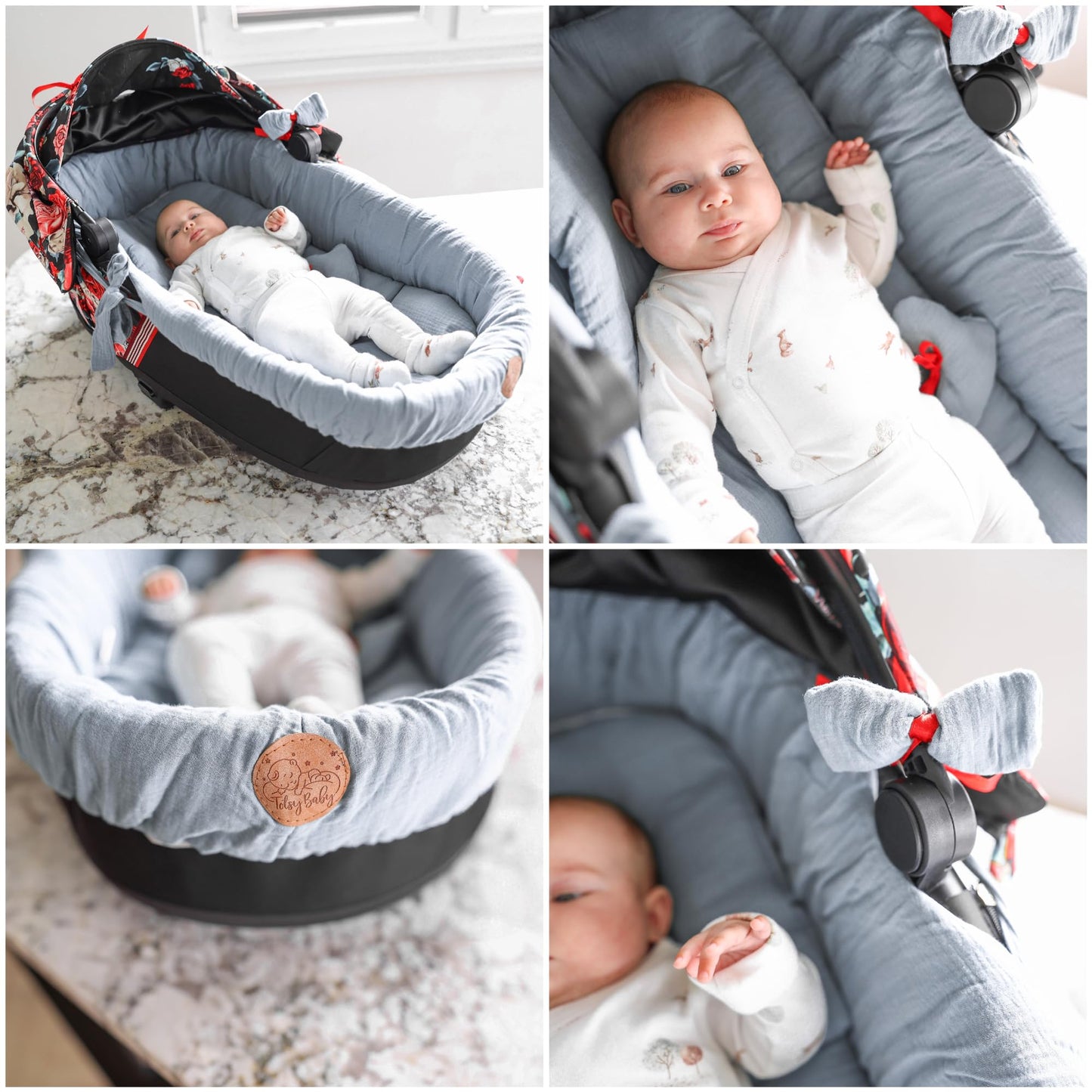 Totsy Baby musliinkangas vankrikorvi sisu (3-osaline komplekt), hall