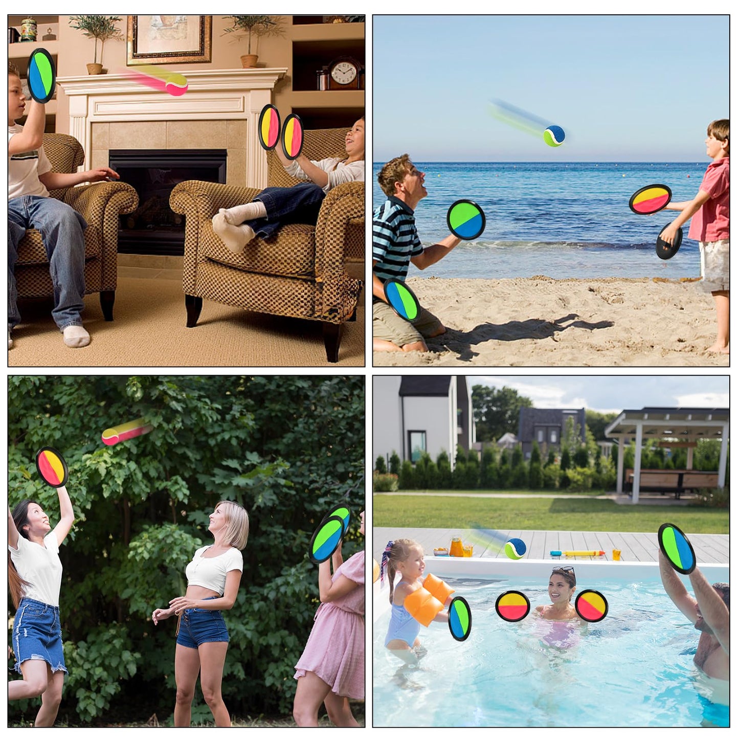 Klett ball throwing and catching game set, 4 rackets and 5 balls