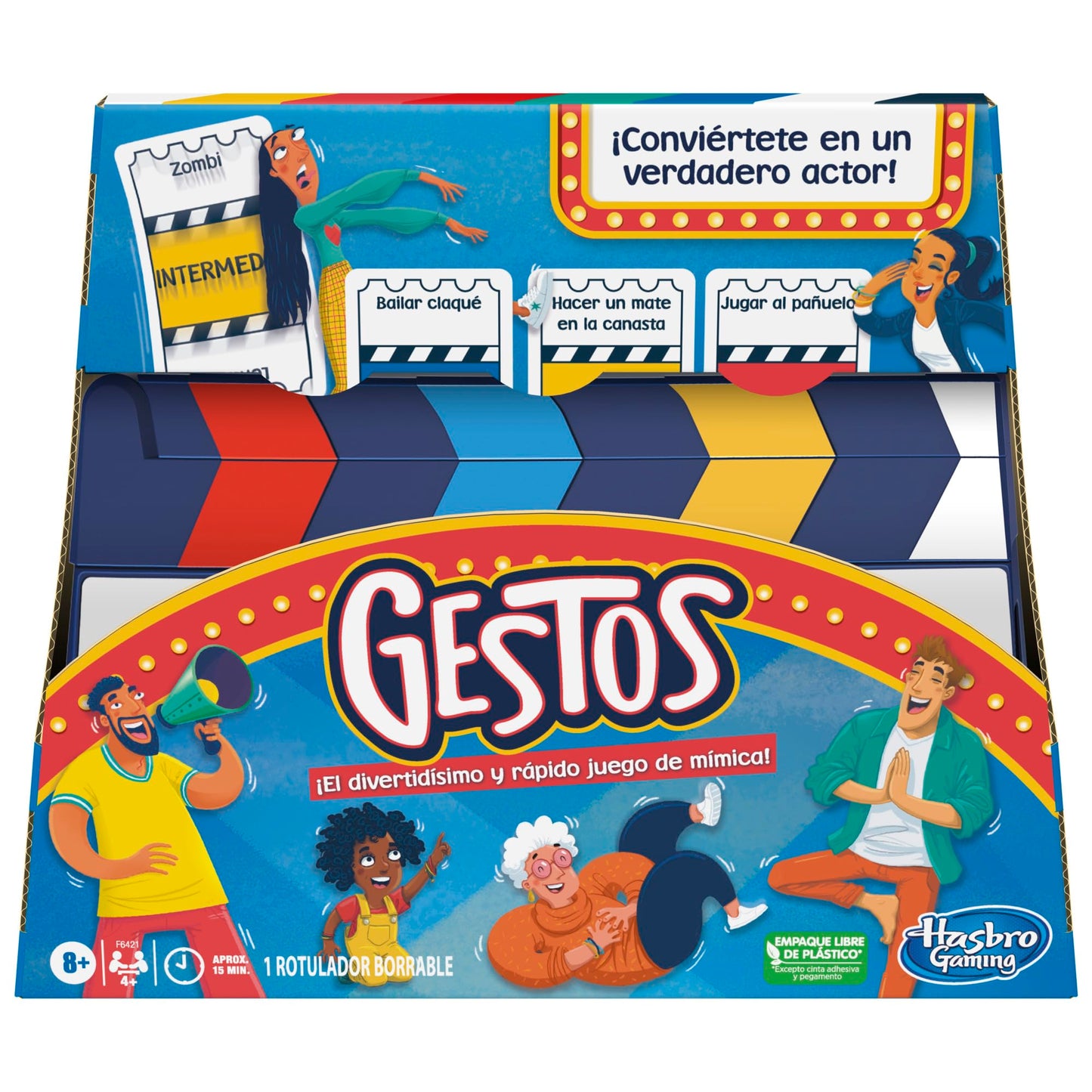 Hasbro Gaming Gestos mimemäng perele, 260 kaardi ja taimeriga, hispaaniakeelne versioon (F6421105)