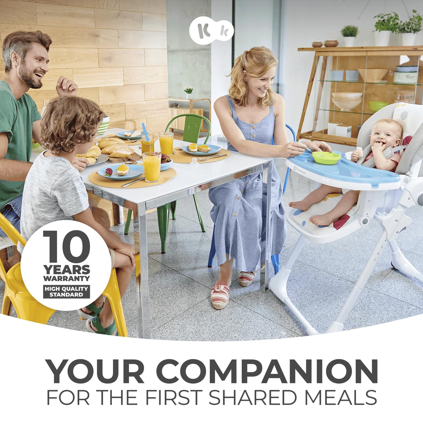 Kinderkraft Yummy reguleeritav söögitool, hall