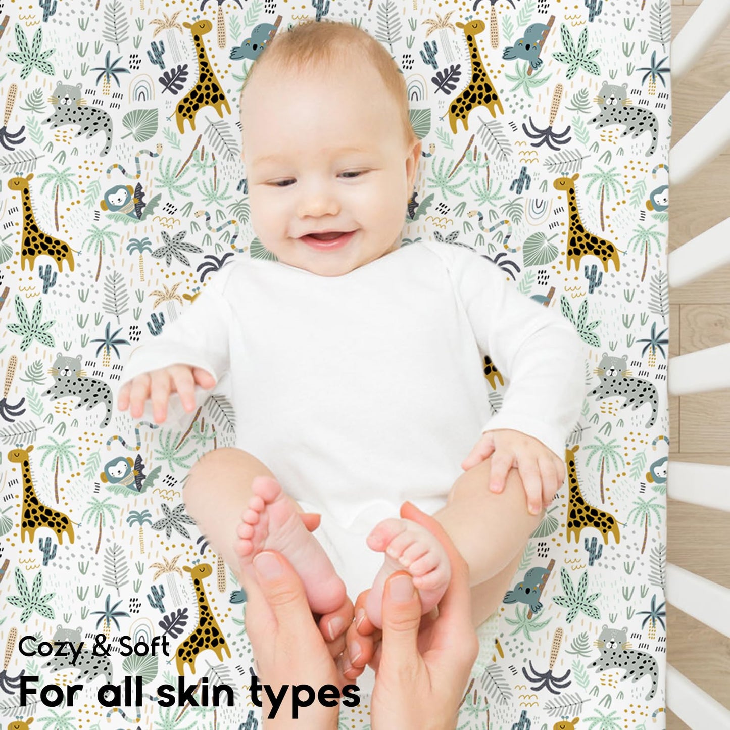 Yoofoss 2-osaline voodilina komplekt beebivoodile, 120 × 60 cm, roheline kaelkirjakumustriga