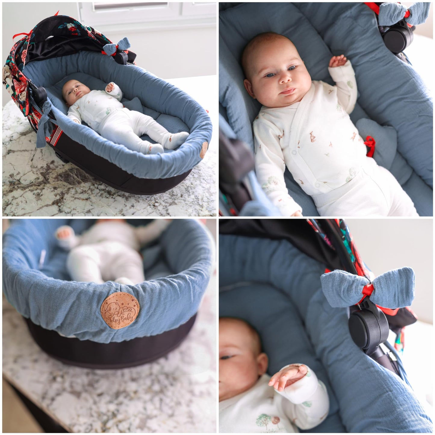 Totsy Baby musliinkangas vankrikorvi sisu (3-osaline komplekt), sinine