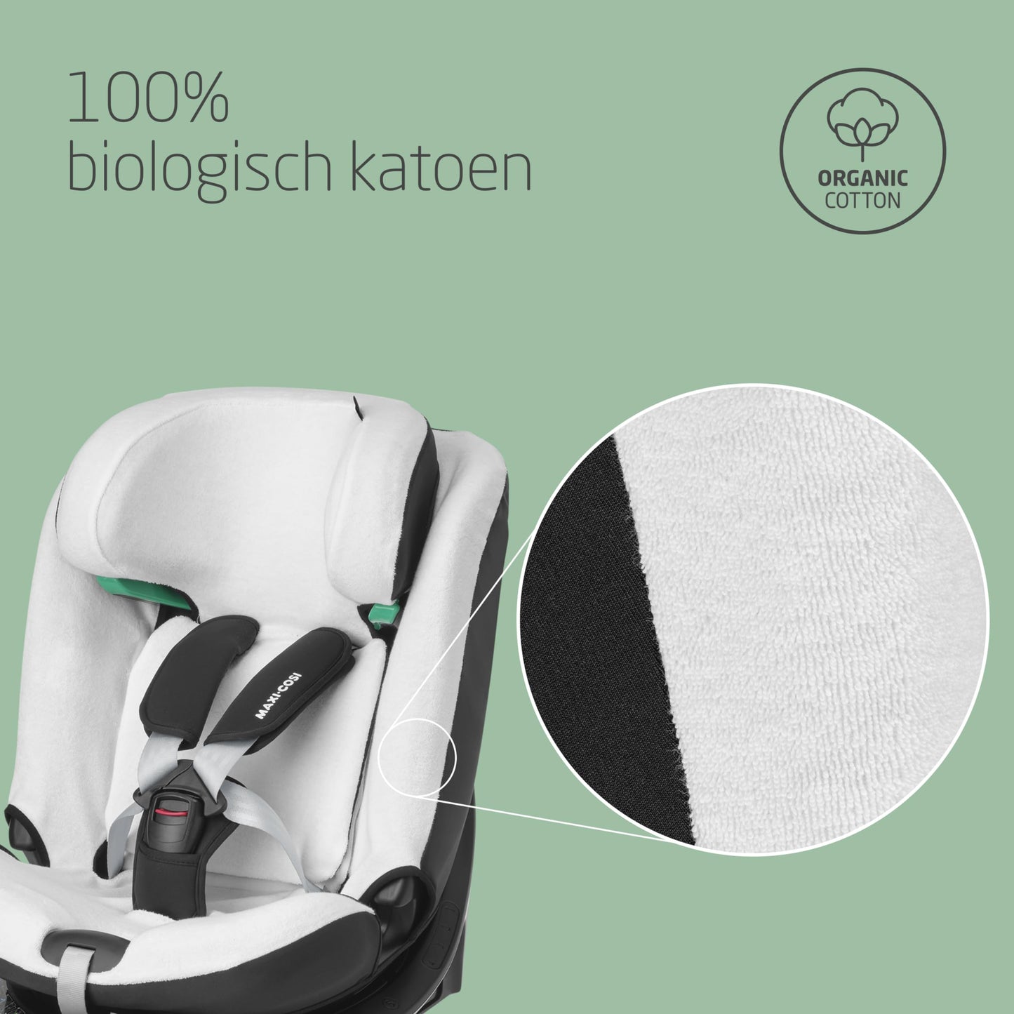 Maxi-Cosi Emerald 360 S orgaanilisest puuvillast istmekate, Natural White