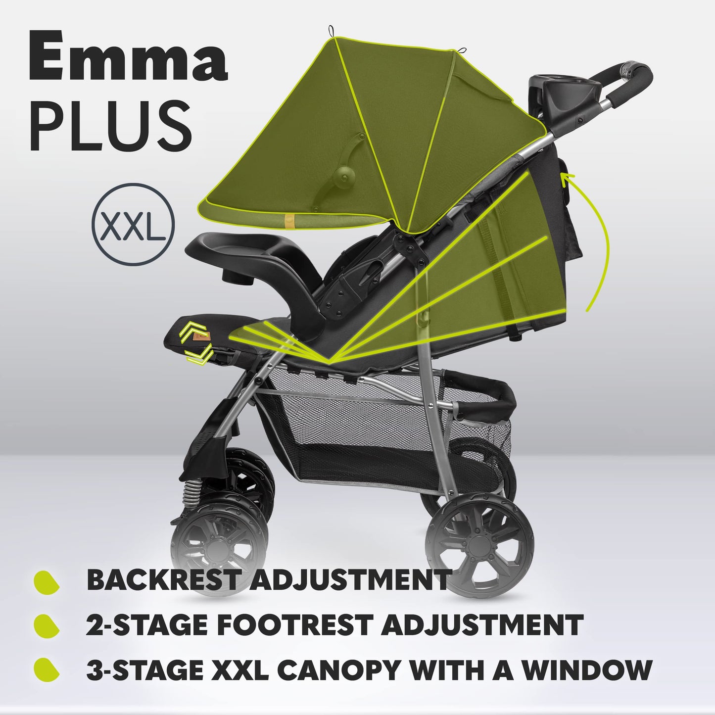 Lionelo Emma Plus kergkäru 6–36 kuud, XXL varju ja tarvikutega