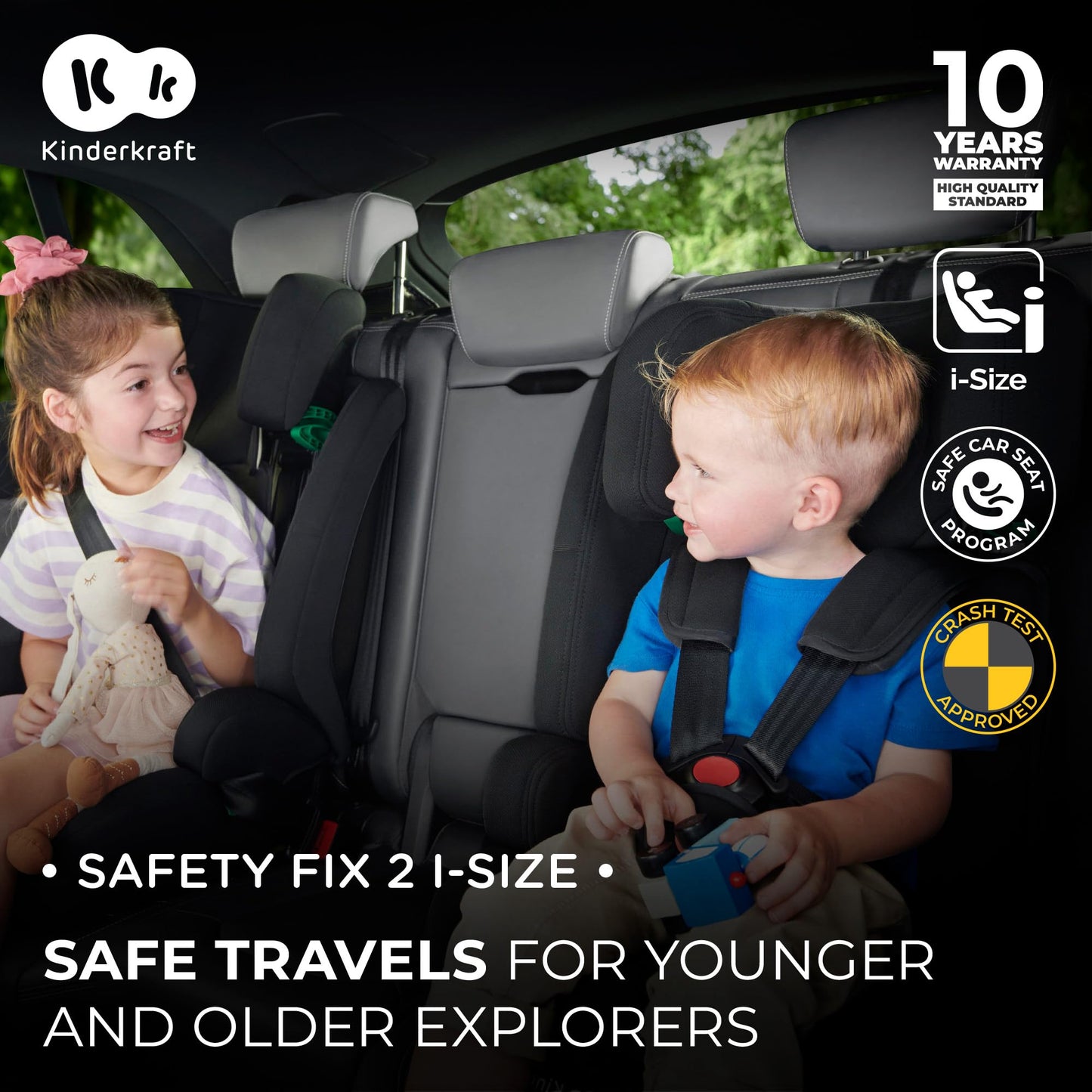 Kinderkraft Safety FIX2 i-Size turvatool 76–150 cm, Isofix, 15 kuud–12 a, must