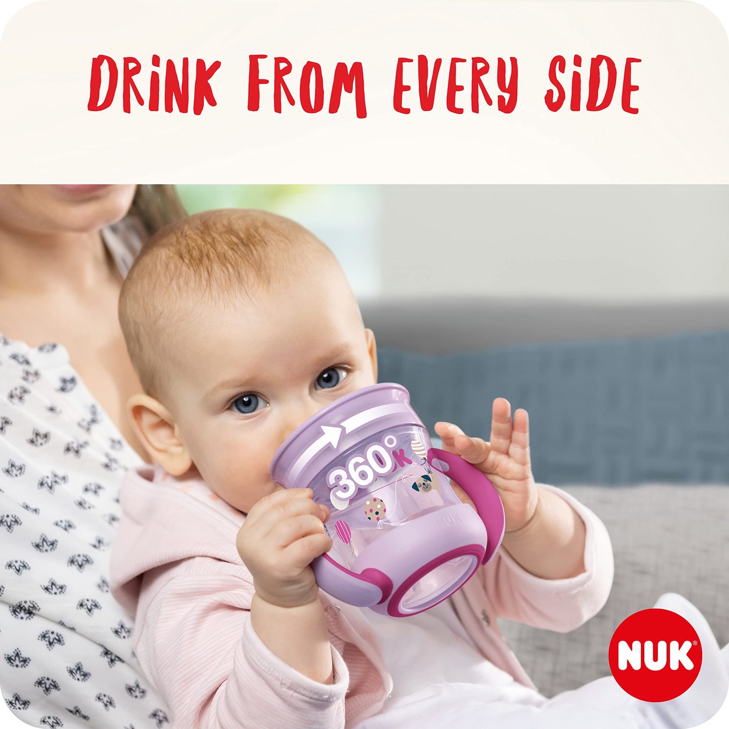 NUK Mini Magic Cup 360° joogitass silikoonist, 160 ml – roosa, helendav