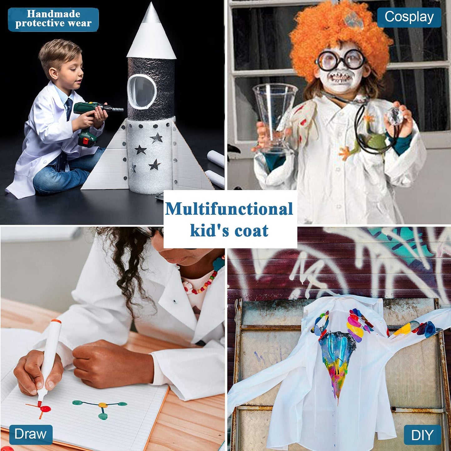 CoatCool children's scientist costume with white lab coat, 140-150cm