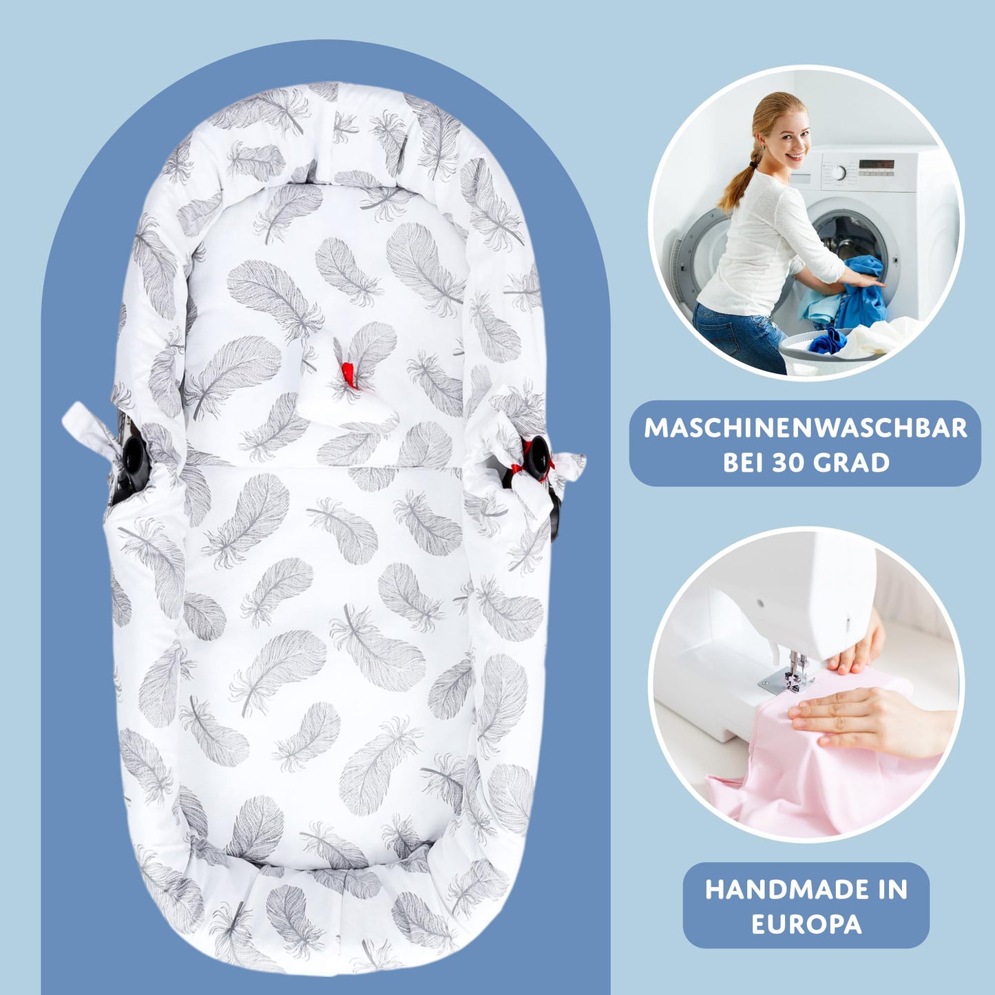 Totsy Baby vankrikorvikatte komplekt, 3-osaline, hallid suled