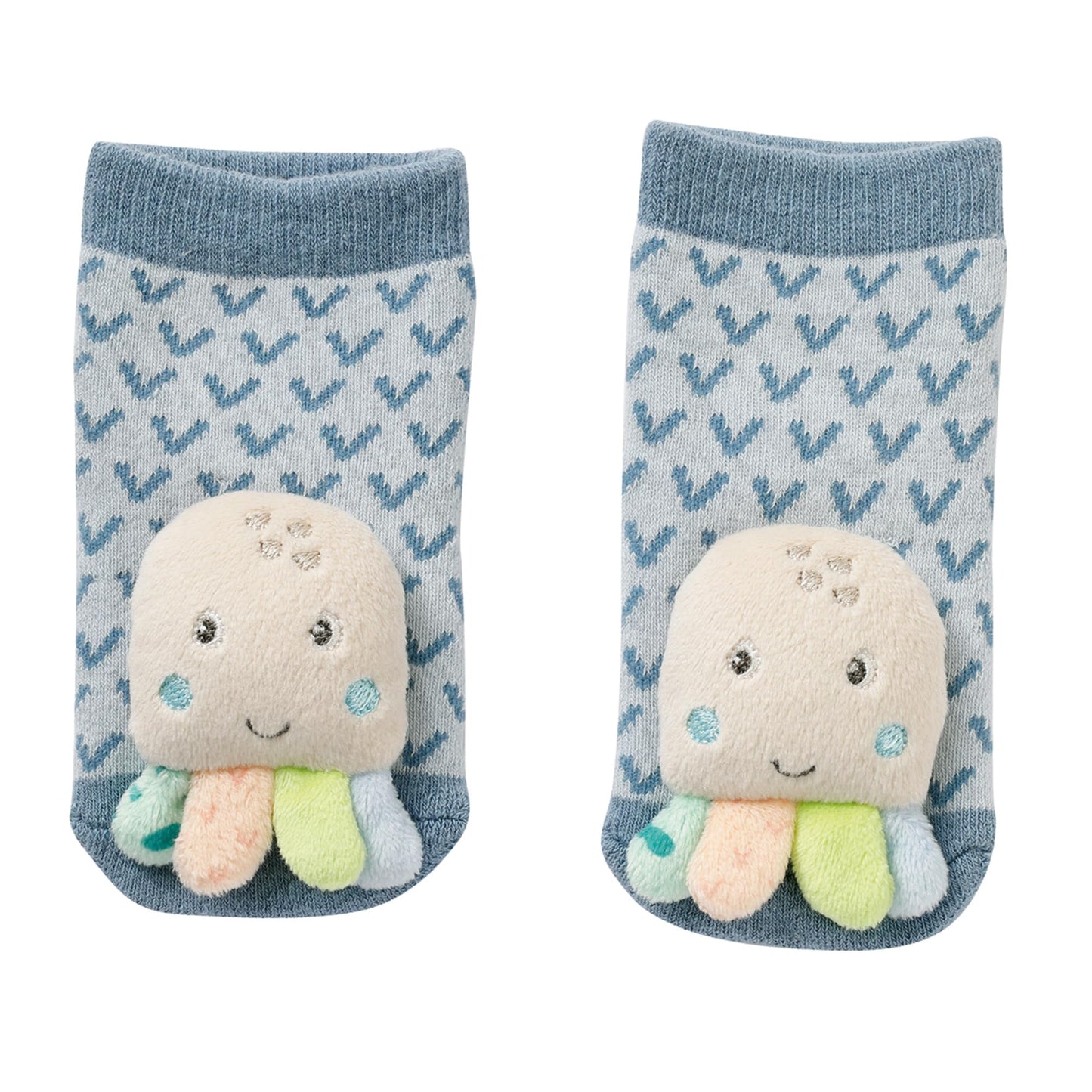 Fehn baby socks with rattle octopus, 0–12 months, 12 cm