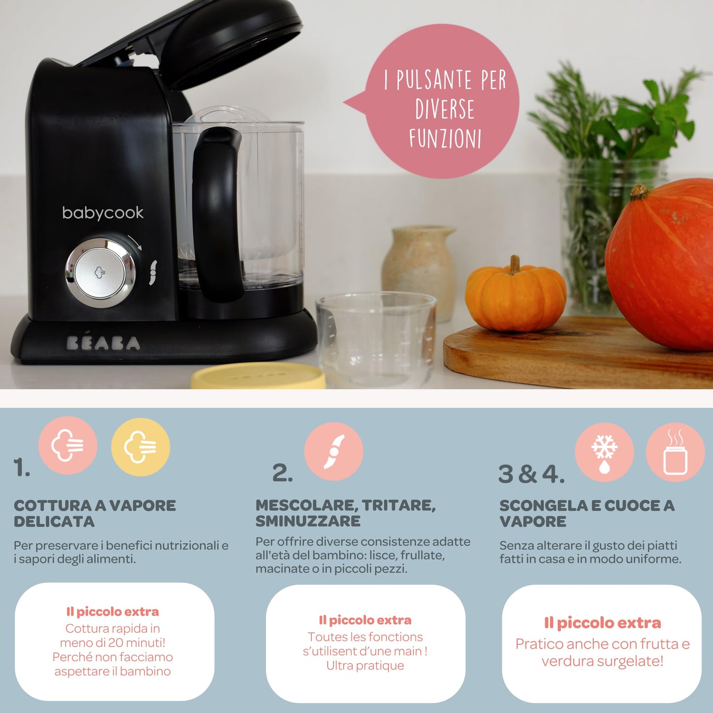 Béaba Babycook Solo 4-in-1 Baby Food Maker – Steaming, Blending, Heating, Defrosting, 1100 ml Capacity, Black