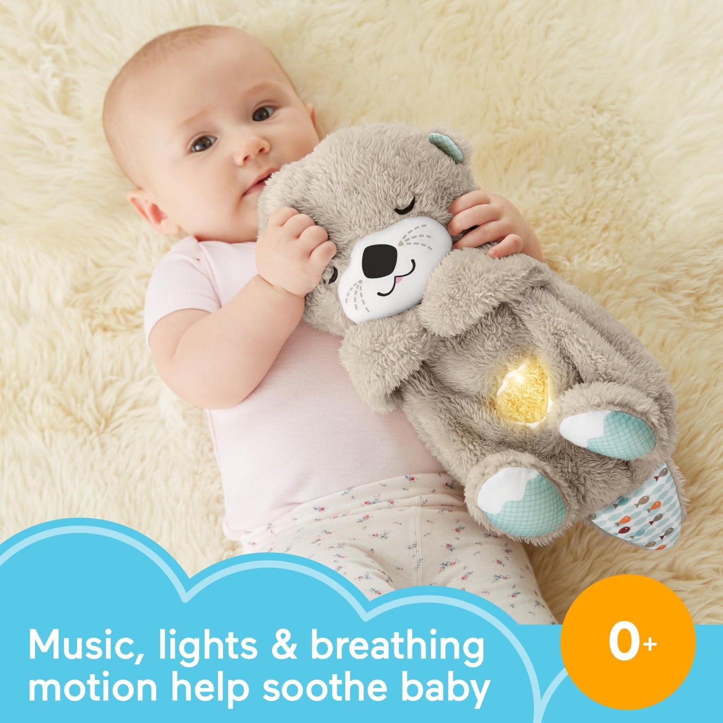 Fisher-Price kaisukas ja helimasin Soothe 'n Snuggle Otter, valguse ja hingamisliigutustega