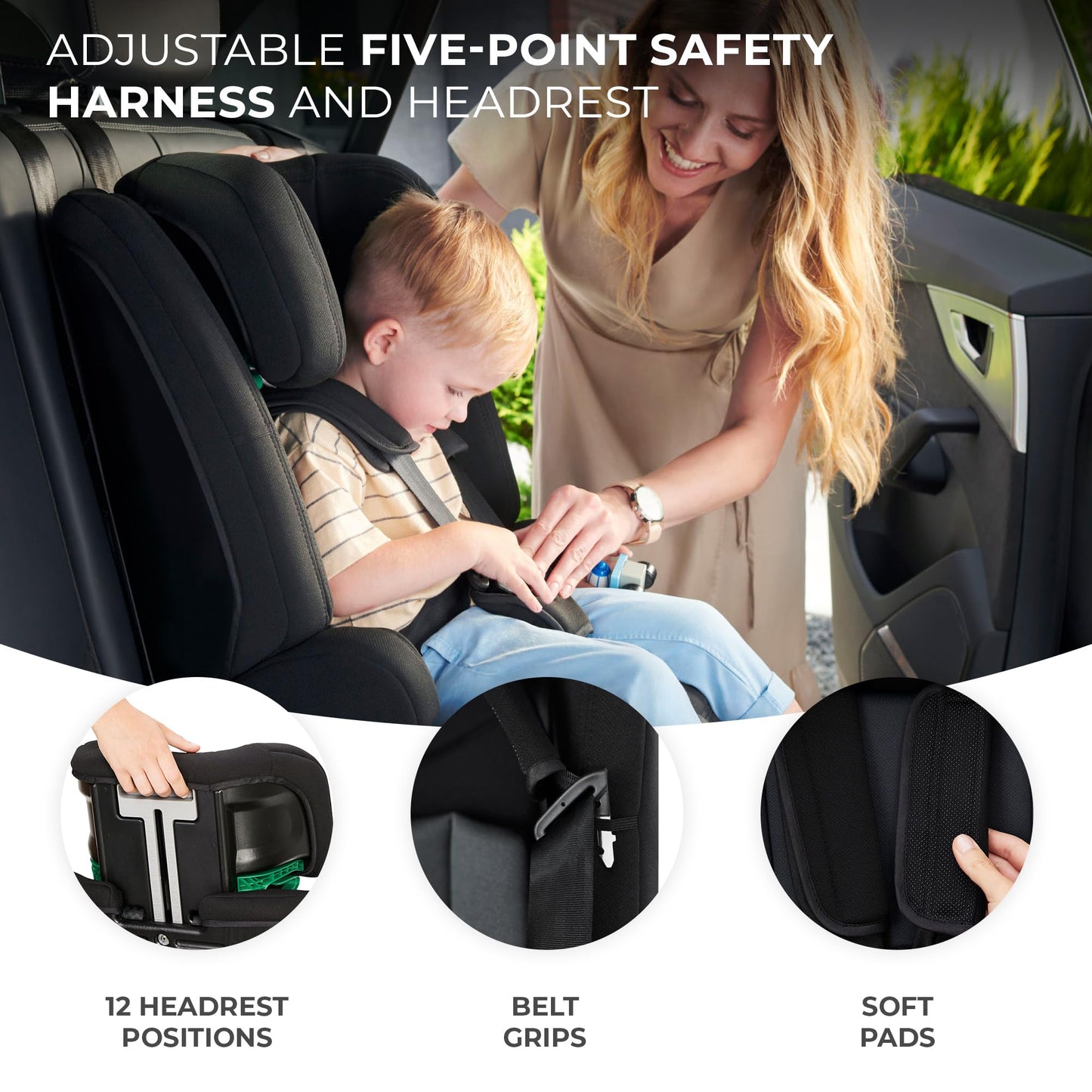 Kinderkraft Safety FIX2 i-Size turvatool 76–150 cm, Isofix, 15 kuud–12 a, must