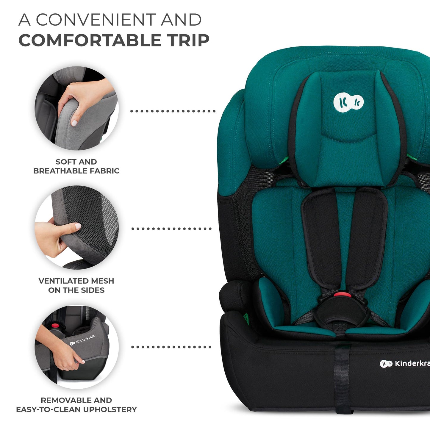 Kinderkraft Comfort UP i-Size turvatool 76–150 cm (9–36 kg), roheline
