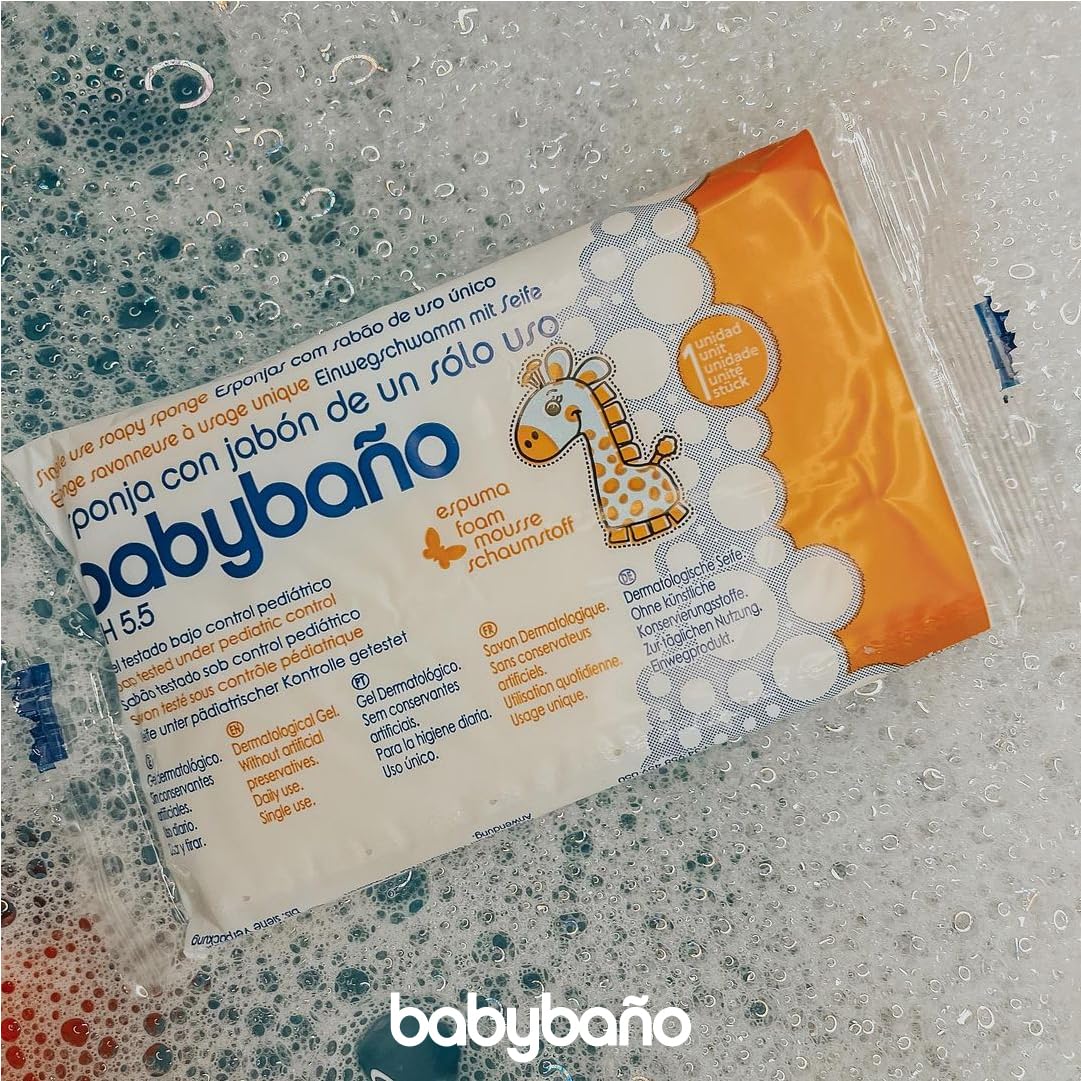 Babybaño ühekordsed seebiga pesukäsnad imikutele ja väikelastele, 5 tk