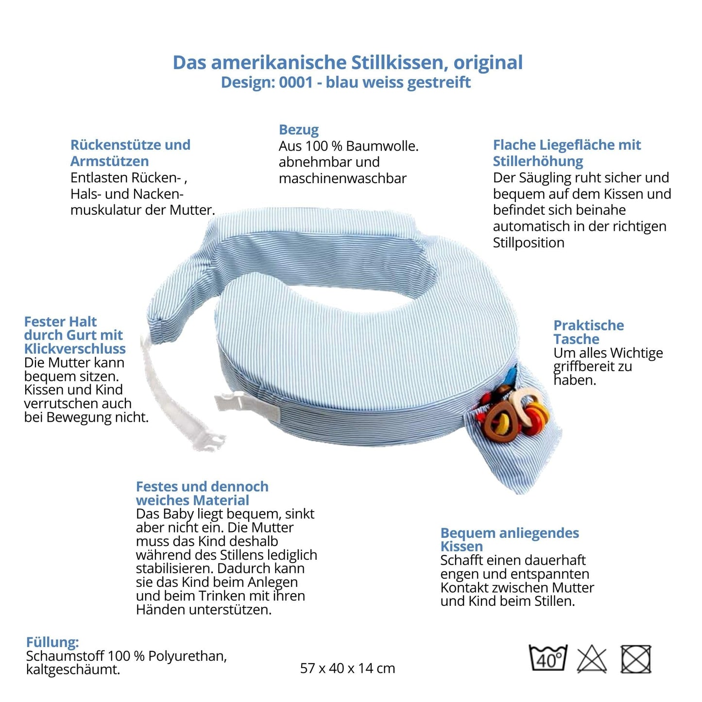 My Brest Friend imetamispadi, sinise-valge triibuline