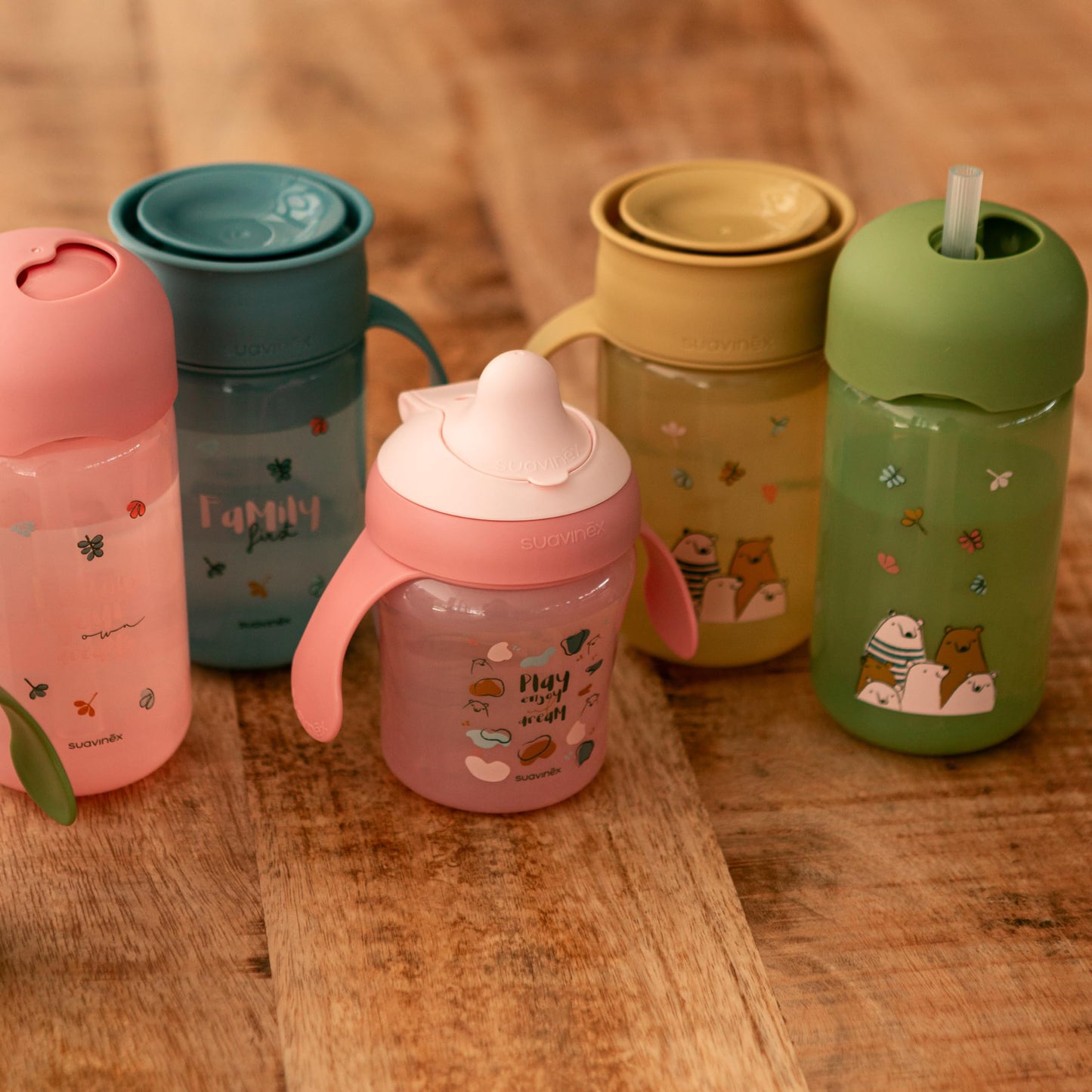 Suavinex õppimistass beebidele, lekkekindel, sinine „Bears“, 200 ml