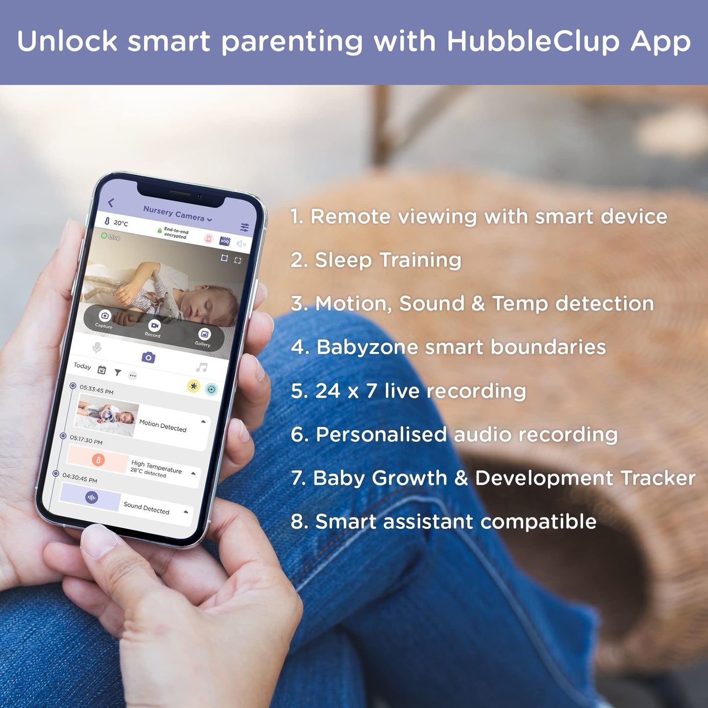 Hubble Connected Nursery Pal Cloud beebimonitor WiFi-kaamera ja 5-tollise ekraaniga