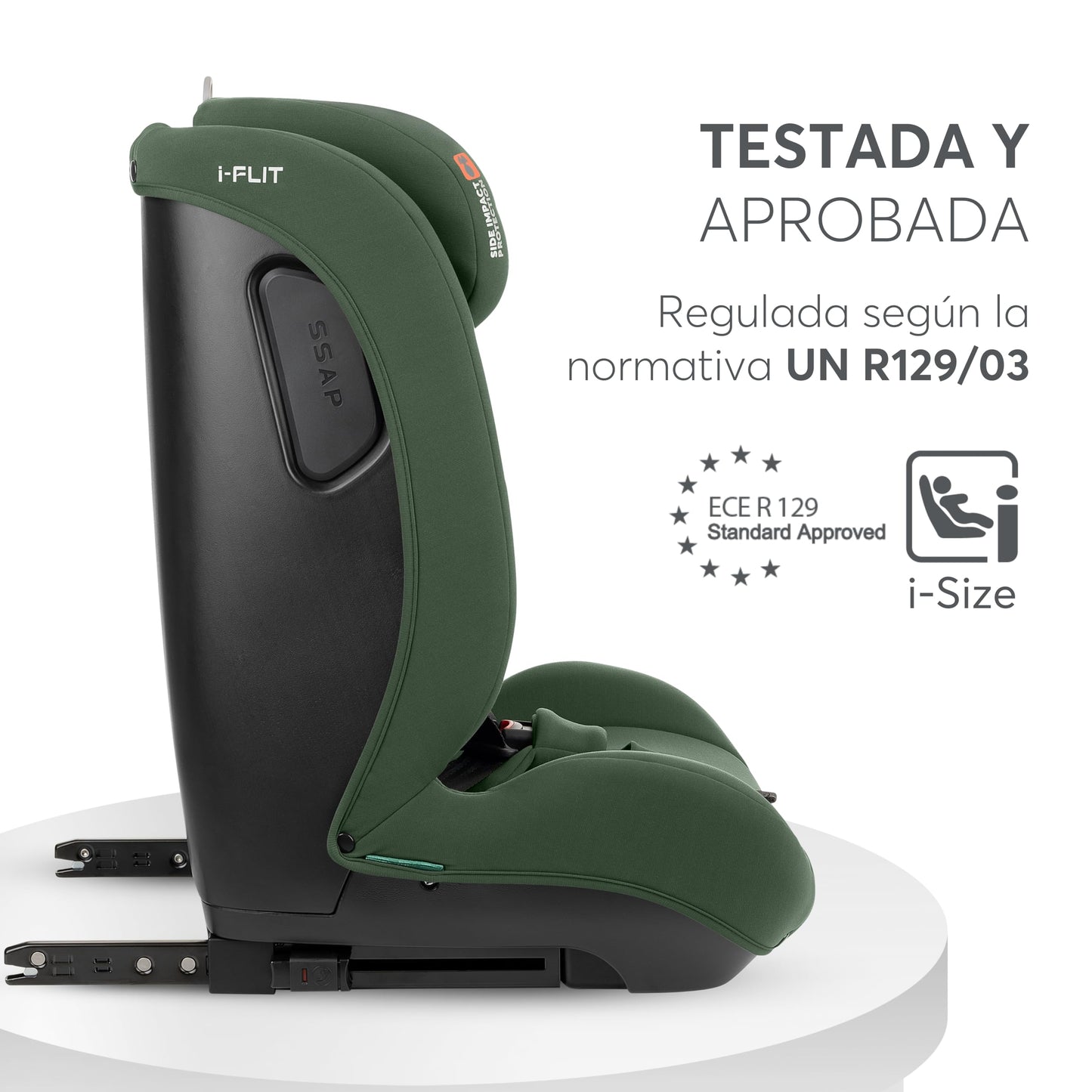 KikkaBoo i-FLIT i-Size turvatool, 76–150 cm, ISOFIX, roheline