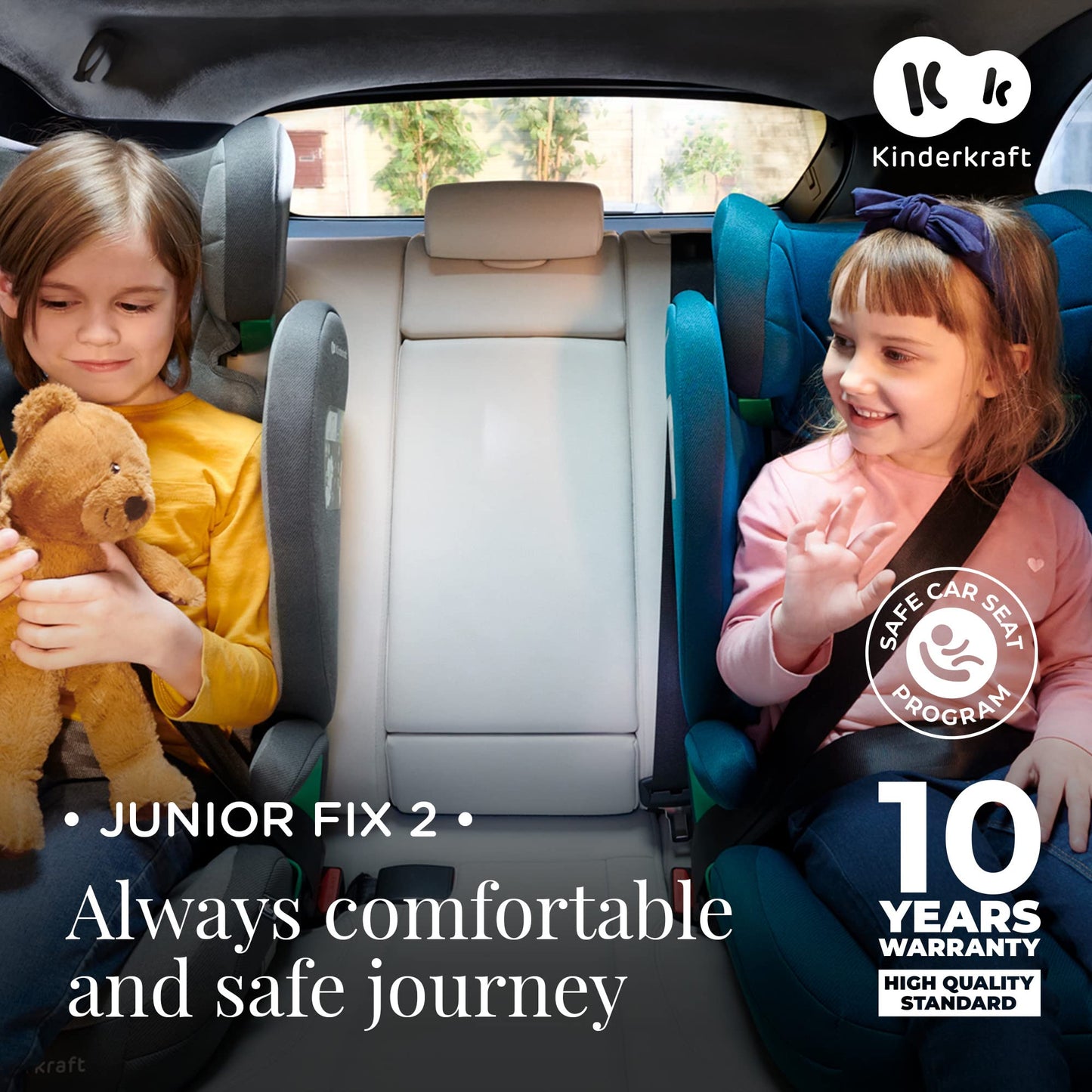 Kinderkraft JUNIORFIX2 turvatool 100–150 cm, ISOFIX, sinine
