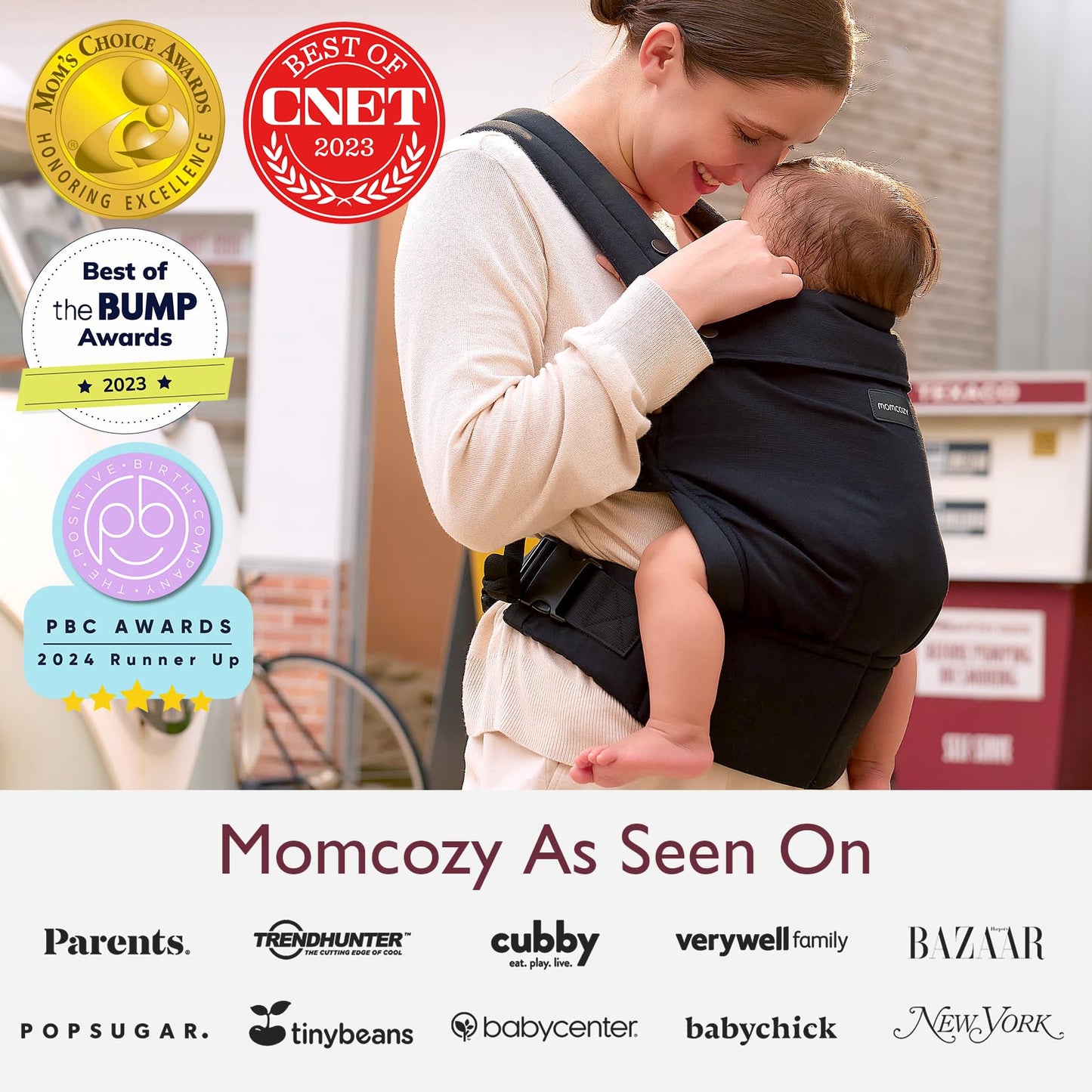 Momcozy ergonoomiline beebikandekott, 3–24 kuud, kerge ja mugav, alaseljatoega, beež