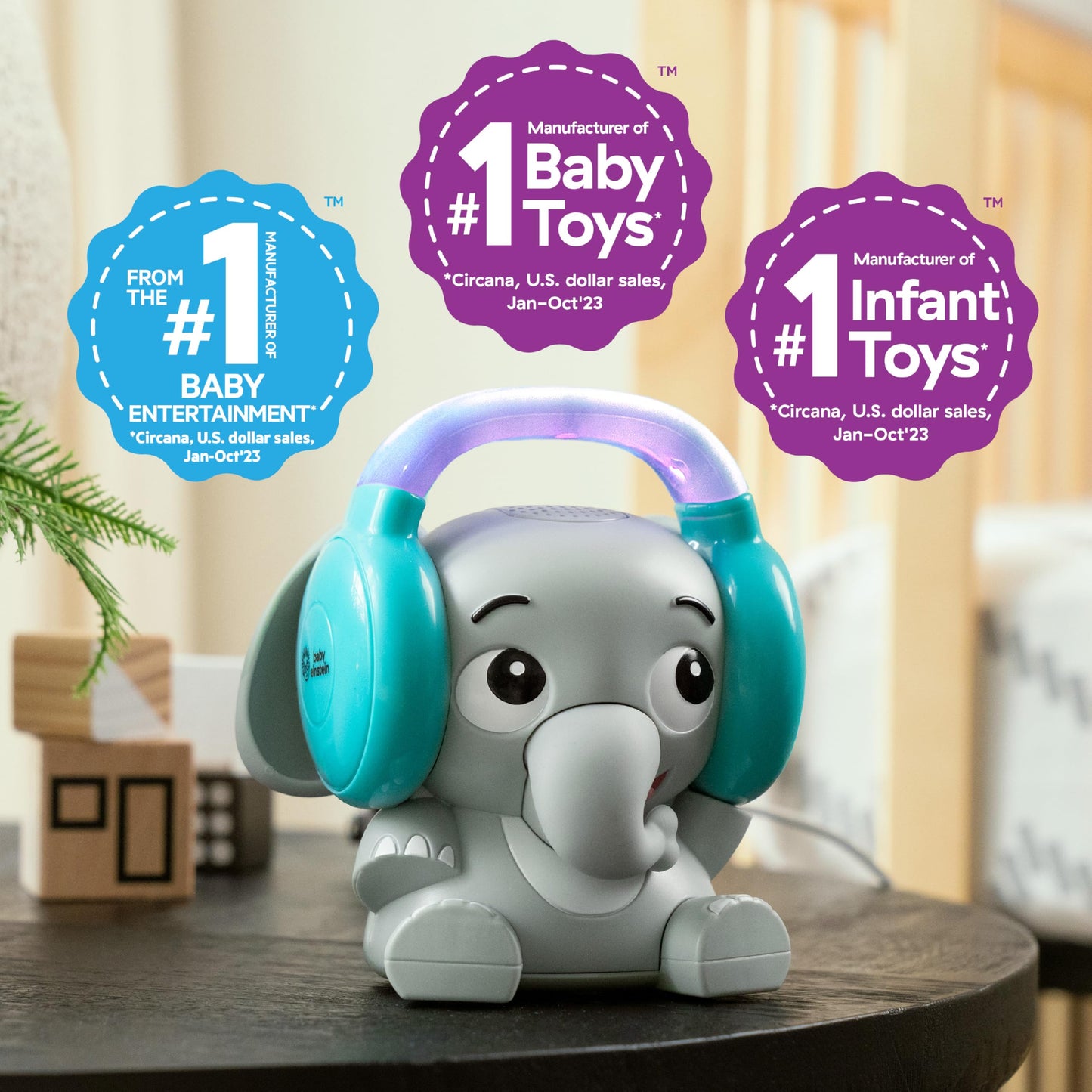 Baby Einstein Earl the Elephant Bluetooth rahusti ja öövalgus, hall