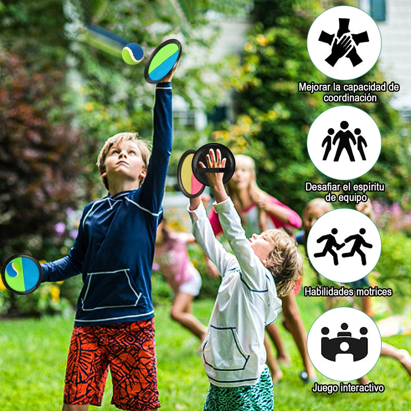 Klett ball throwing and catching game set, 4 rackets and 5 balls