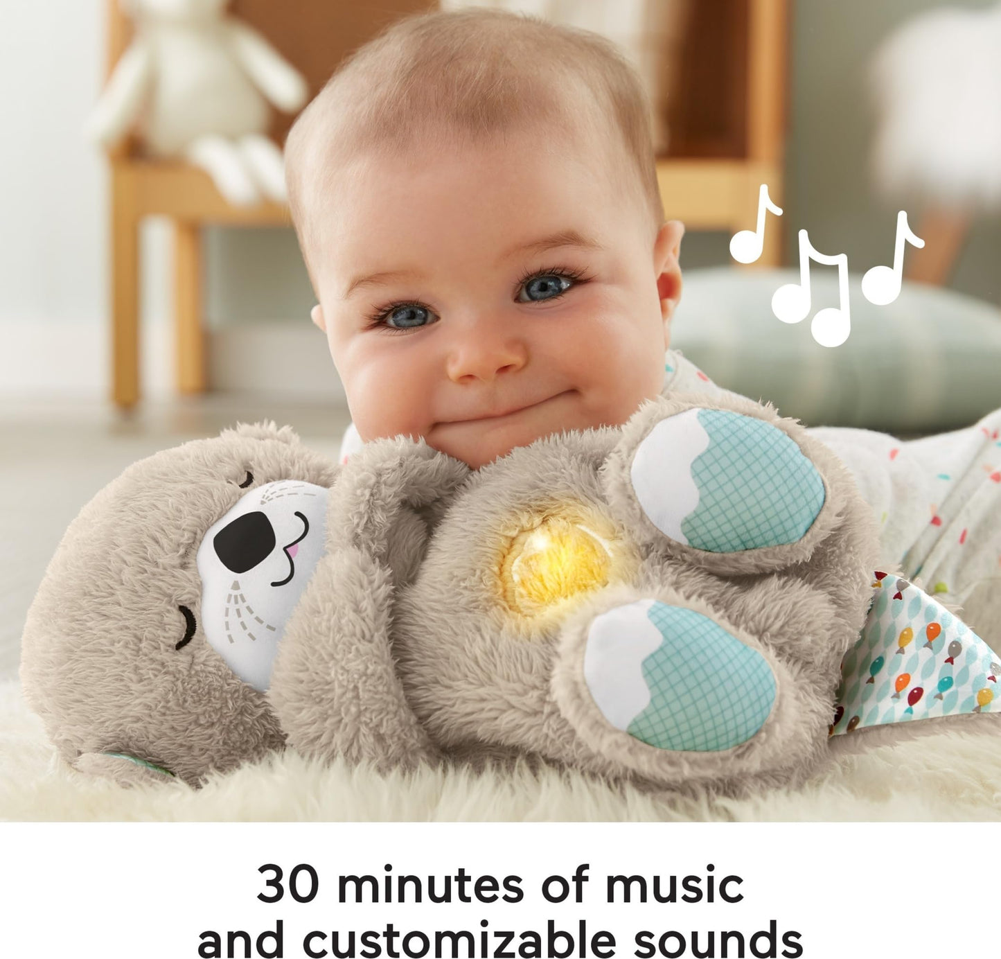 Fisher-Price kaisukas ja helimasin Soothe 'n Snuggle Otter, valguse ja hingamisliigutustega