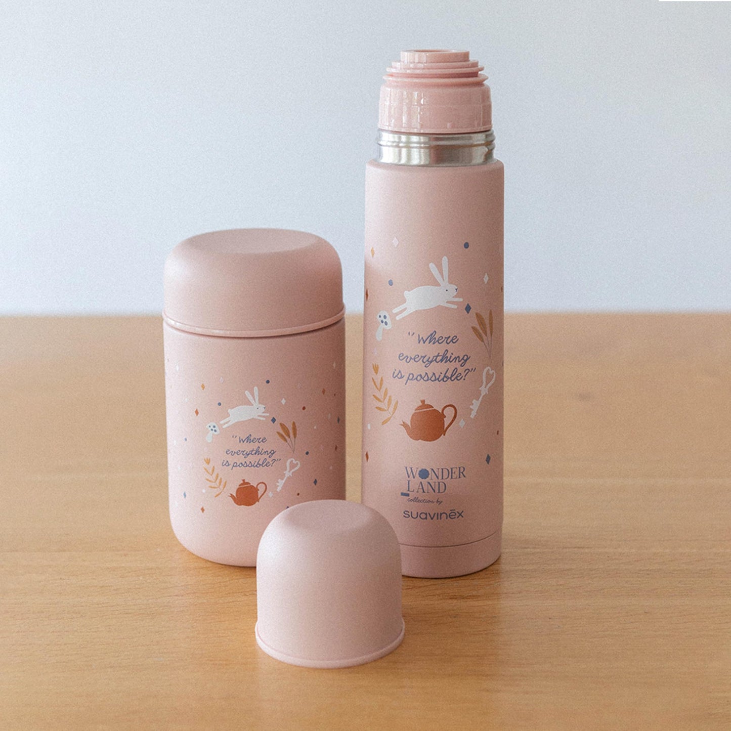 Suavinex roostevabast terasest termospudel 500 ml, roosa (Wonderland kollektsioon)