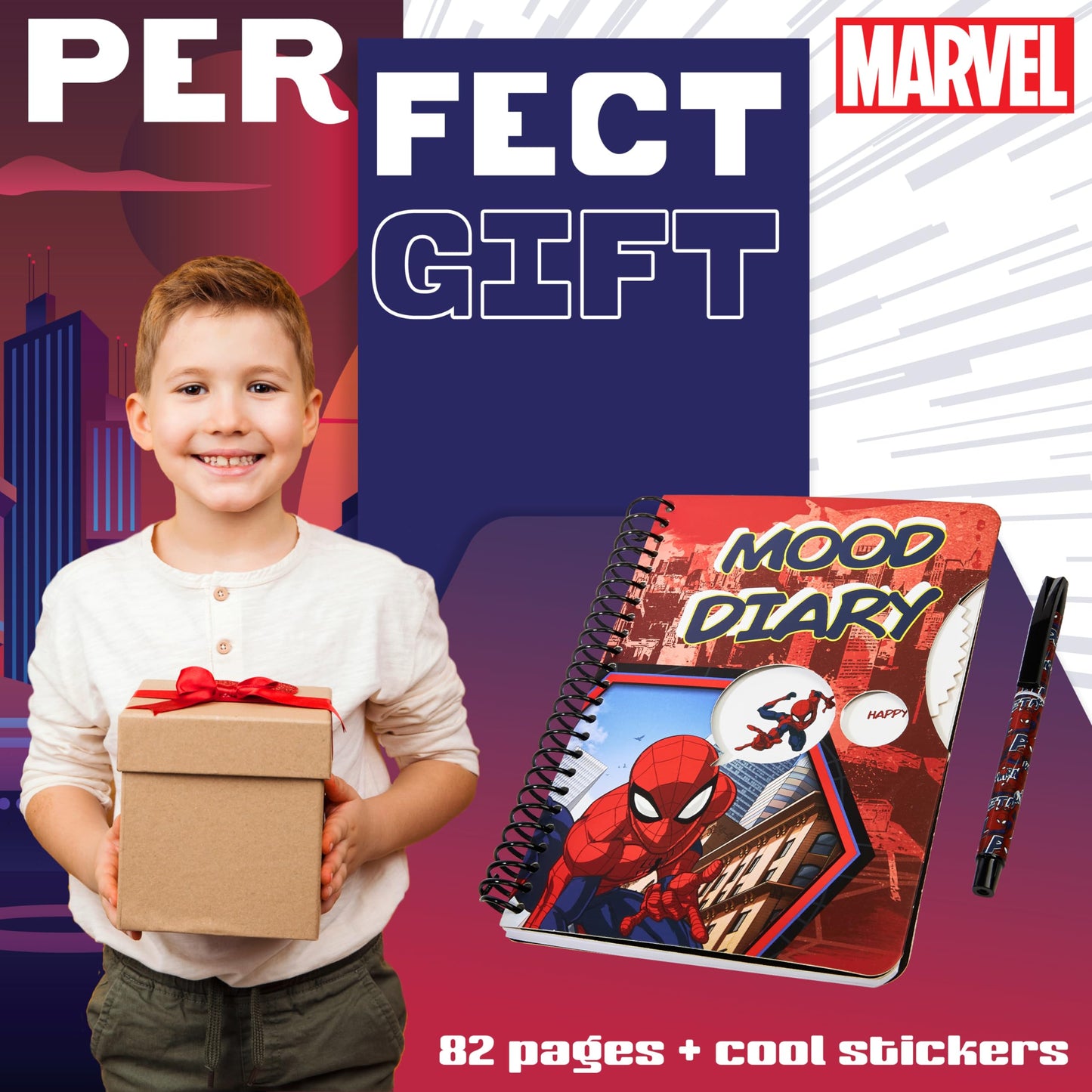 Marvel Spiderman emotion diary with stickers, 82 pages