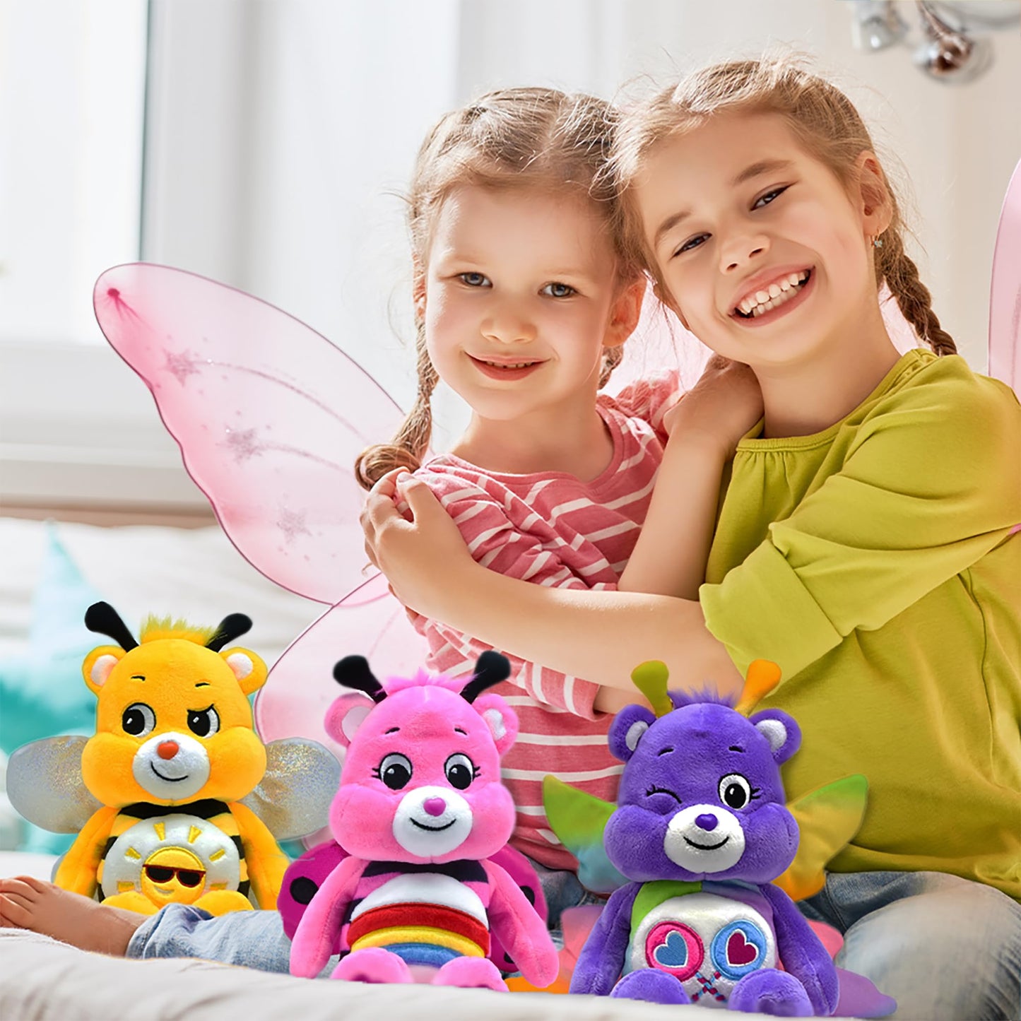 Care Bears spring-themed Cheer Bear plush in a ladybug costume, 23 cm